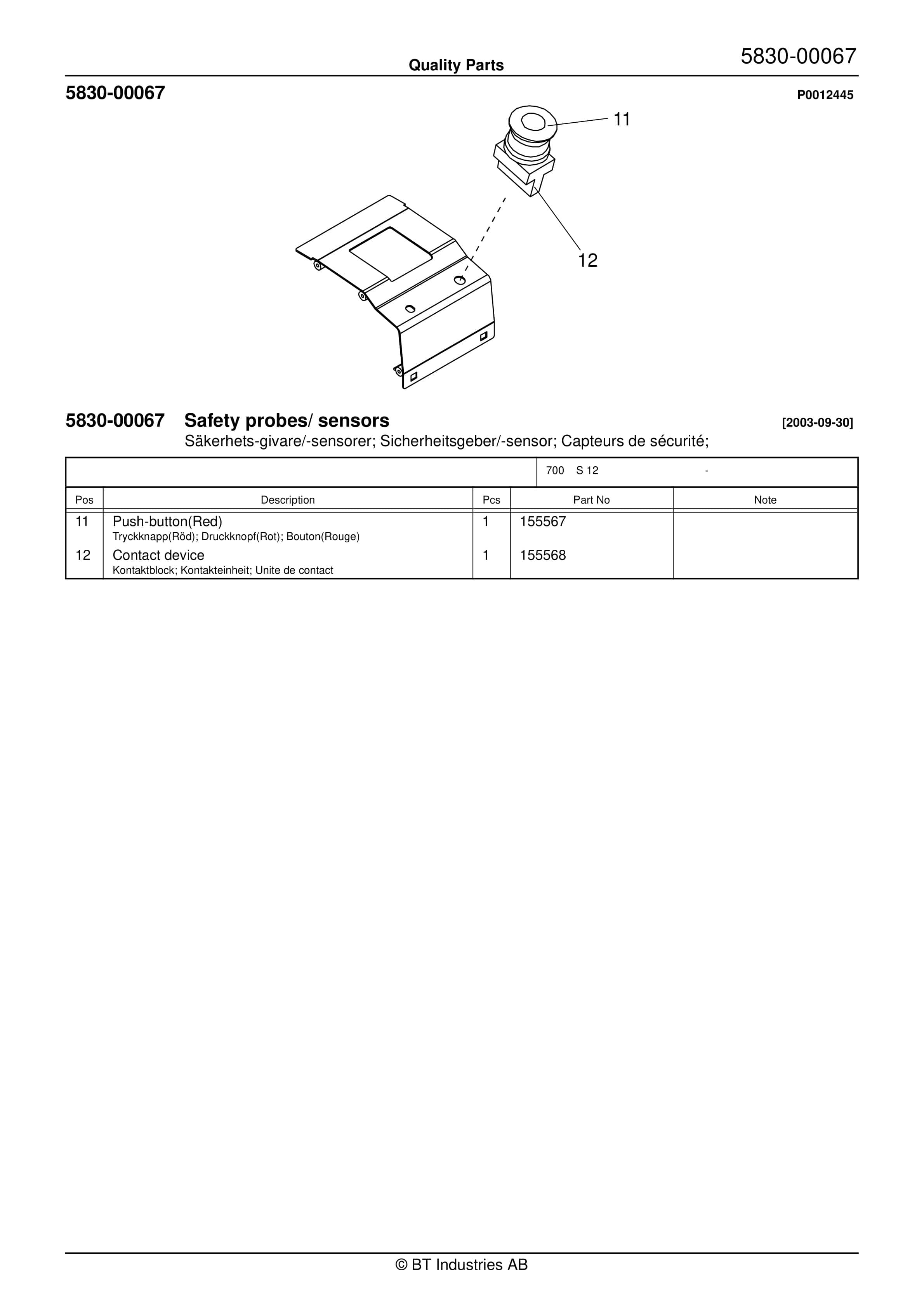 BT S 12 - C030303-3 Quality Parts 847980 3 BT S 12 - C030303-3 Quality Parts 847980 - Image 3