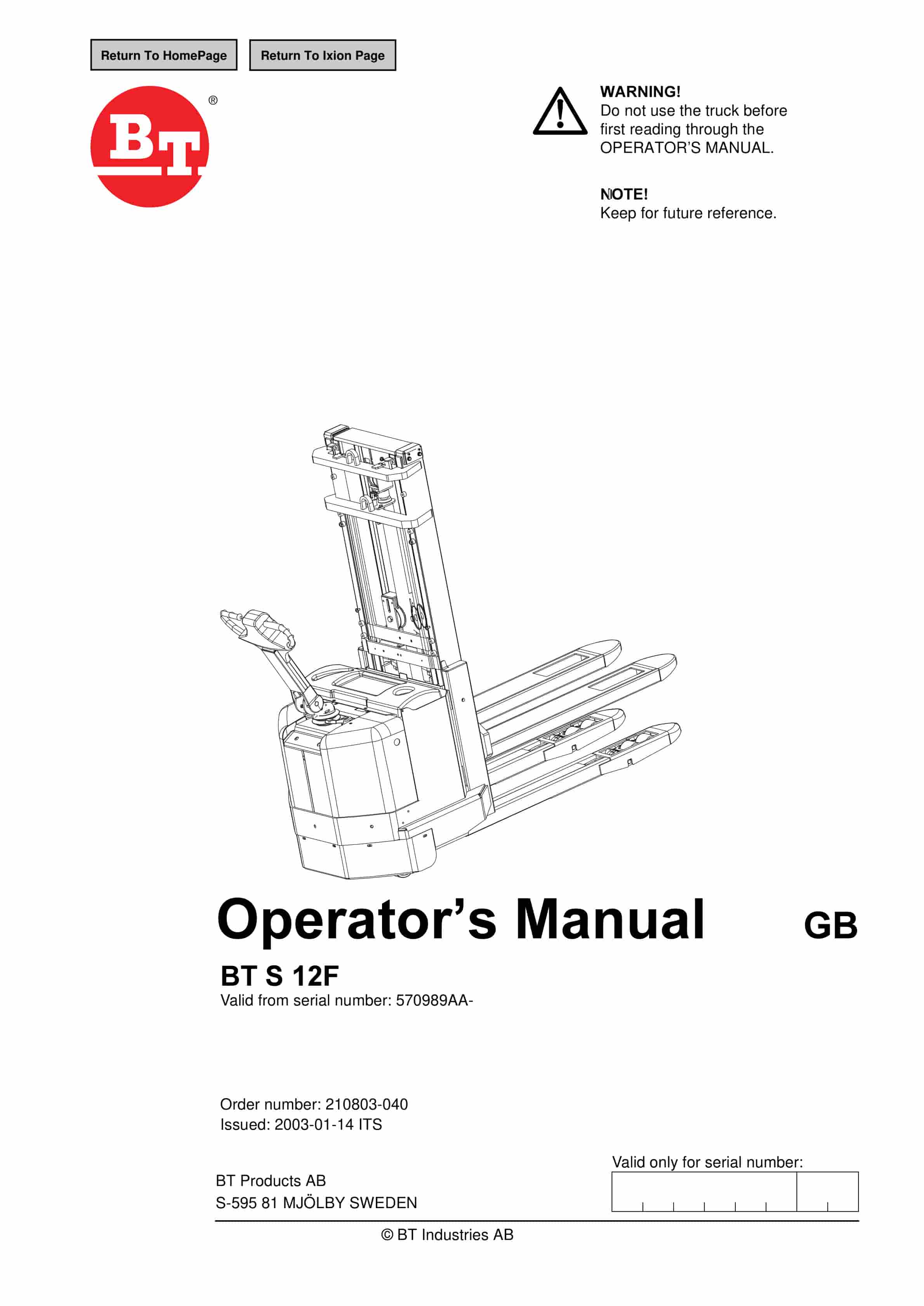 BT S 12F Operator Manual 210803-040