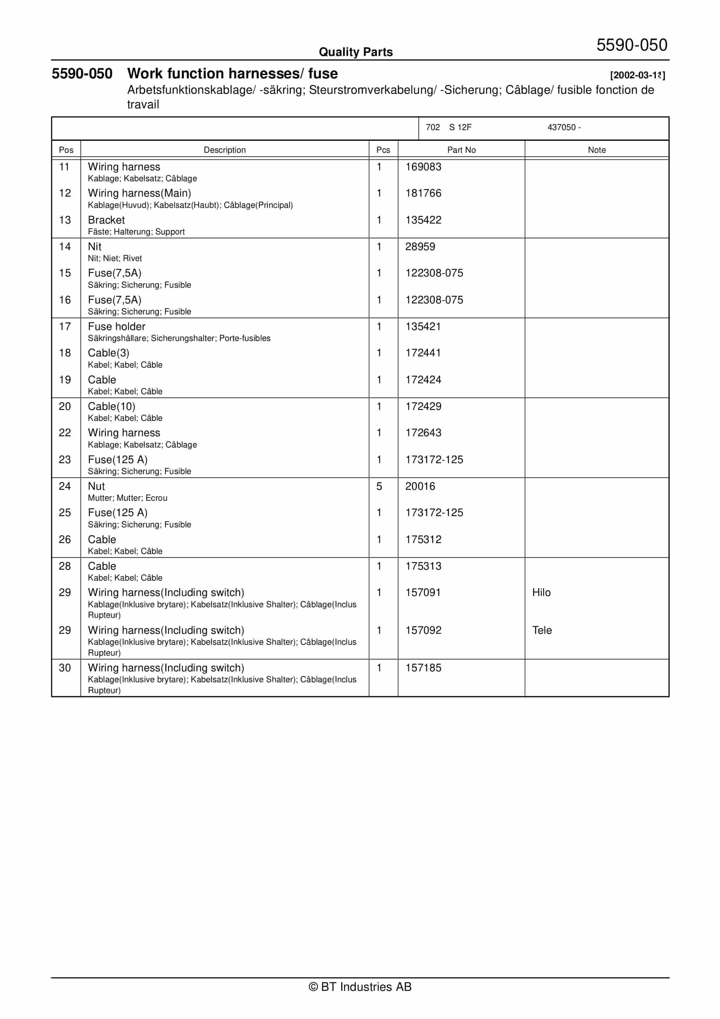 BT S 12F Quality Parts 202993 3 BT S 12F Quality Parts 202993 - Image 3