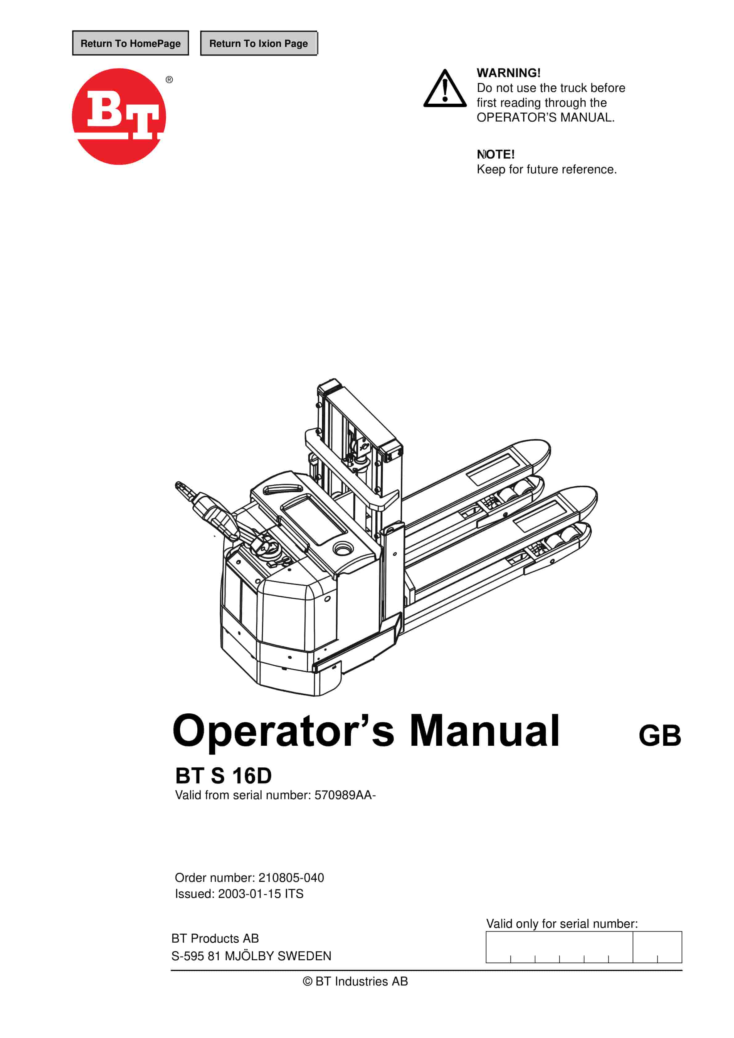 BT S 16D Operator Manual 210805-040