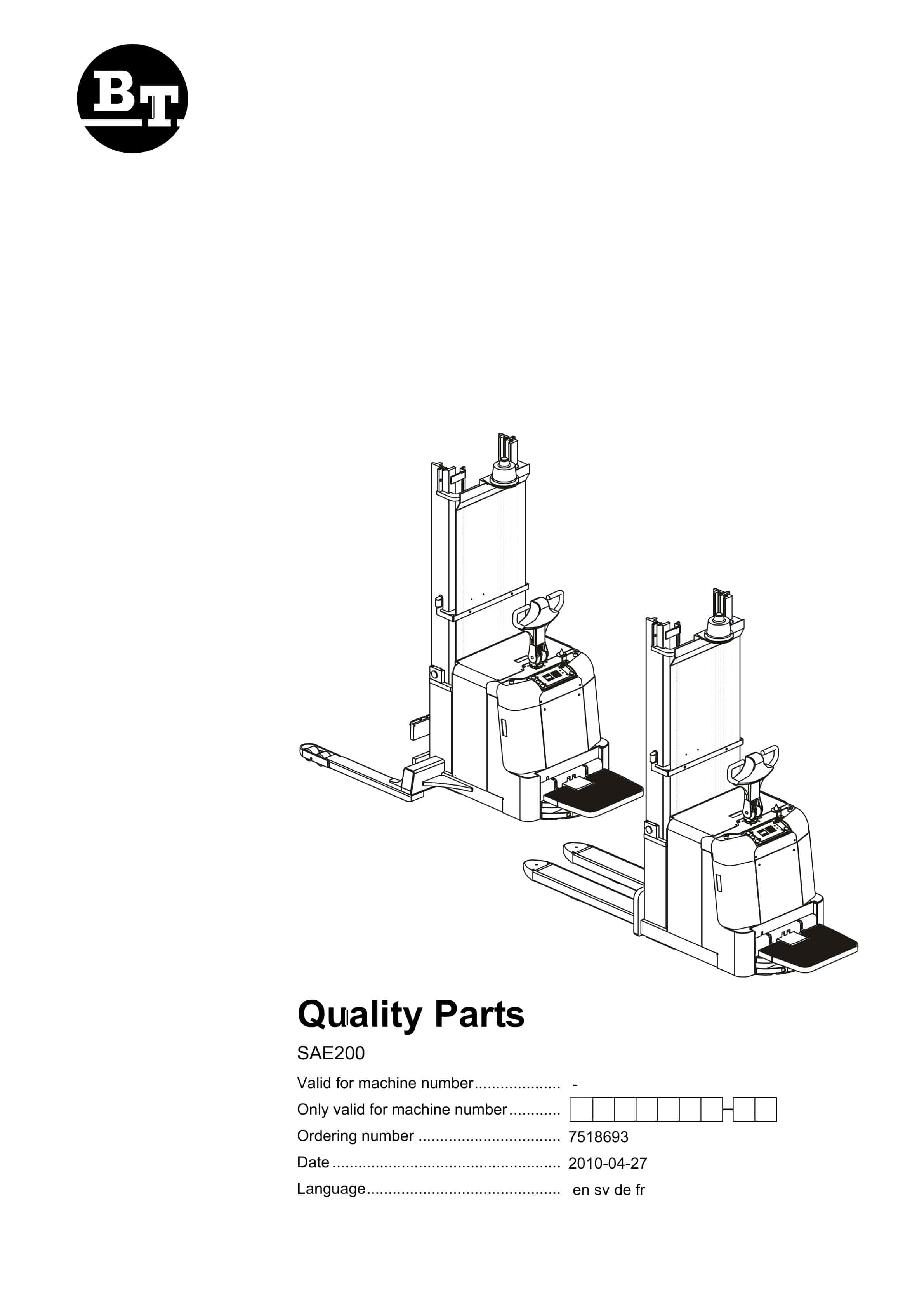 BT SAE200 Quality Parts 7518693 1 BT SAE200 Quality Parts 7518693