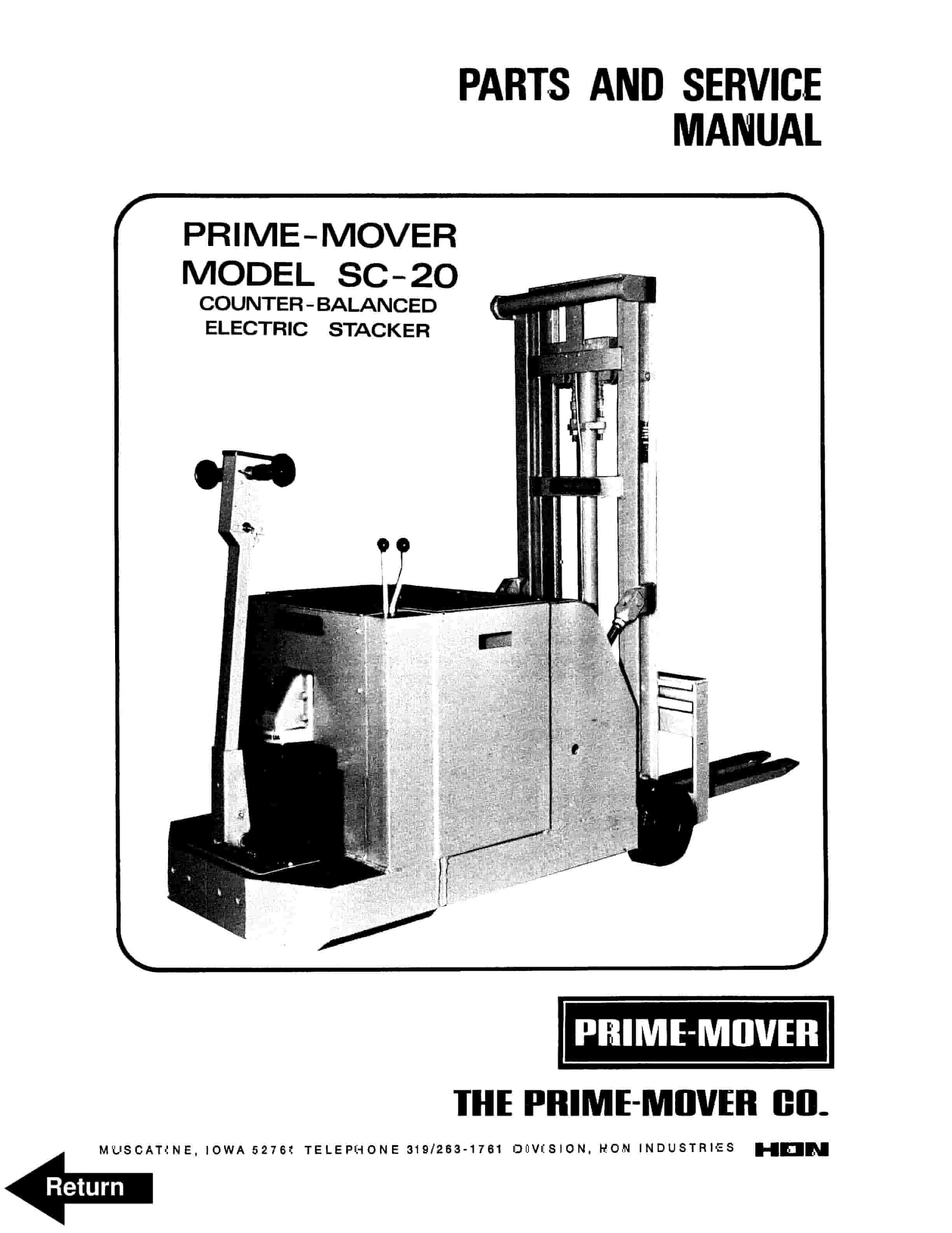 BT SC-20 Counterbalanced Electric Stacker Parts And Service Manual 310668-000 1 BT SC-20 Counterbalanced Electric Stacker Parts And Service Manual 310668-000