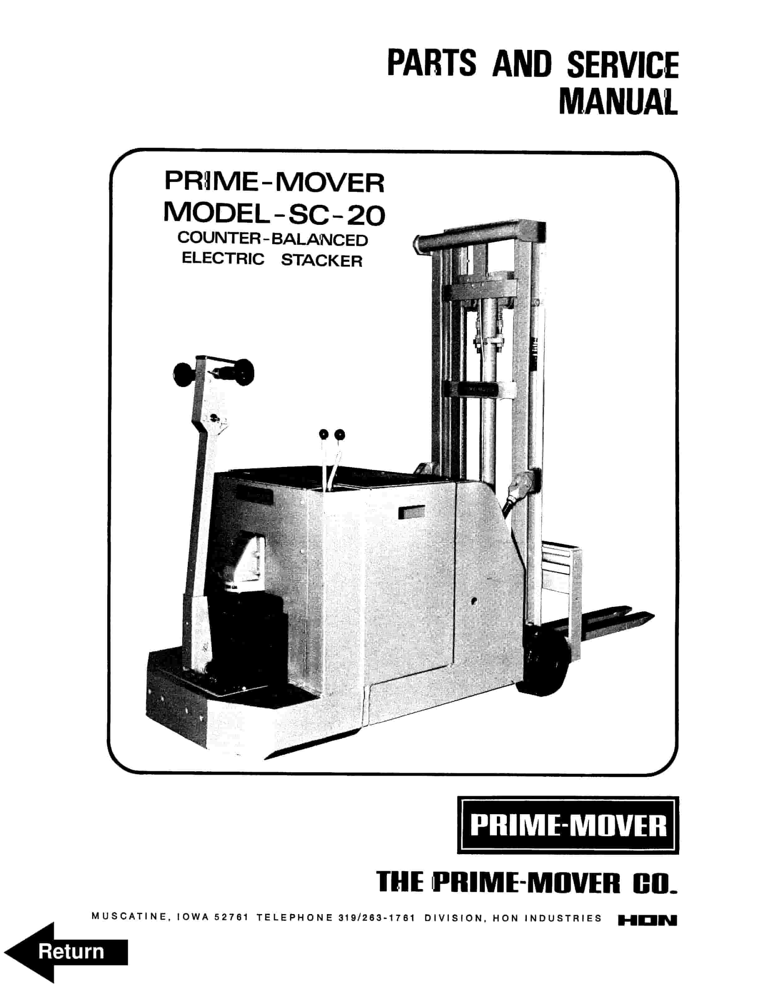 BT SC-20 Counterbalanced Electric Stacker Parts And Service Manual 310681-000 1 BT SC-20 Counterbalanced Electric Stacker Parts And Service Manual 310681-000