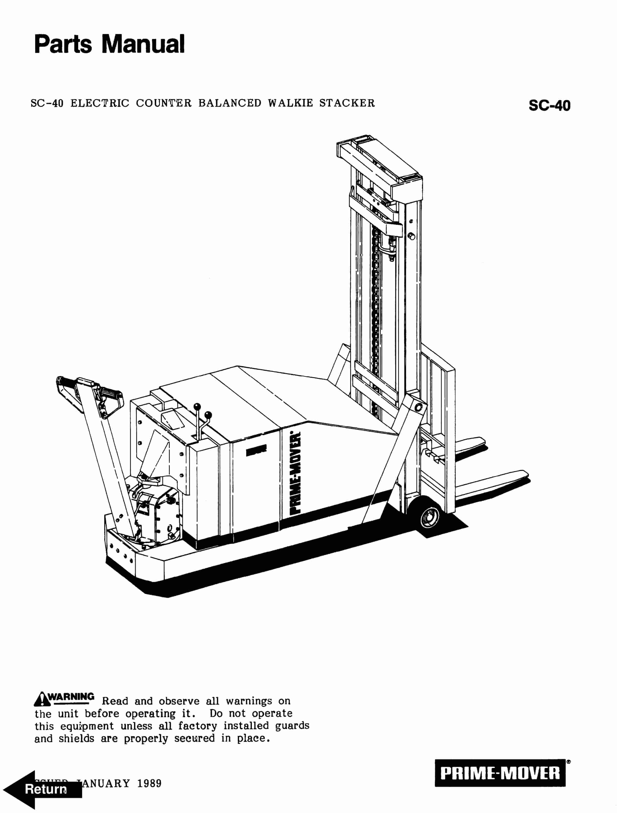BT SC-30 Electric Counter Balanced Walkie Stacker Parts Manual 300387-000 1 BT SC-30 Electric Counter Balanced Walkie Stacker Parts Manual 300387-000