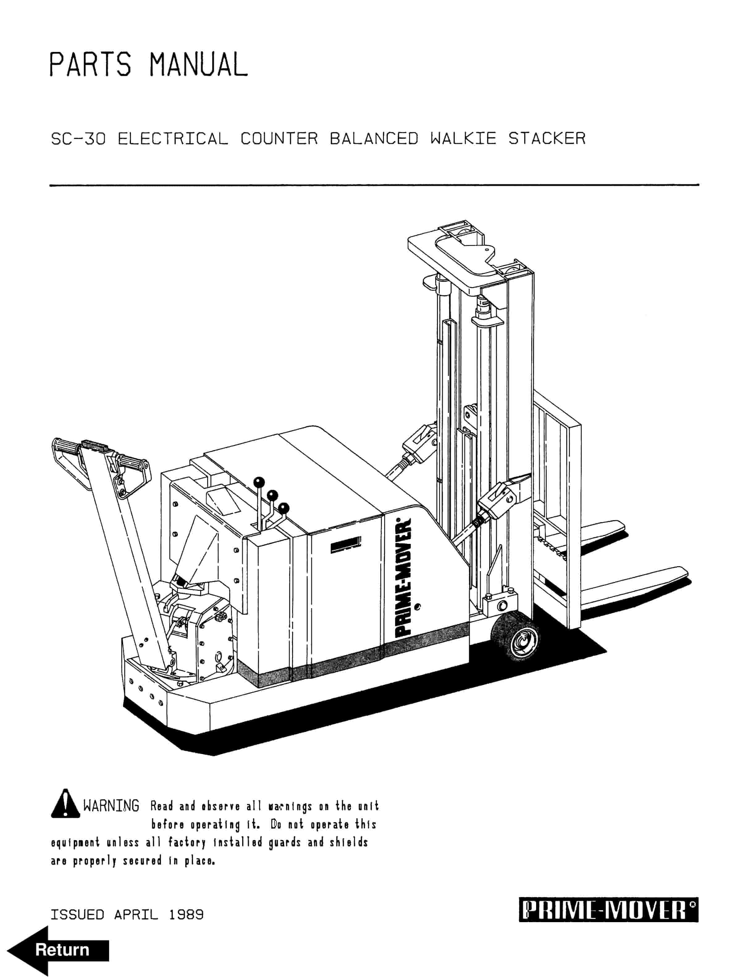 BT SC-30 Electric Counter Balanced Walkie Stacker Parts Manual 300387-001 1 BT SC-30 Electric Counter Balanced Walkie Stacker Parts Manual 300387-001