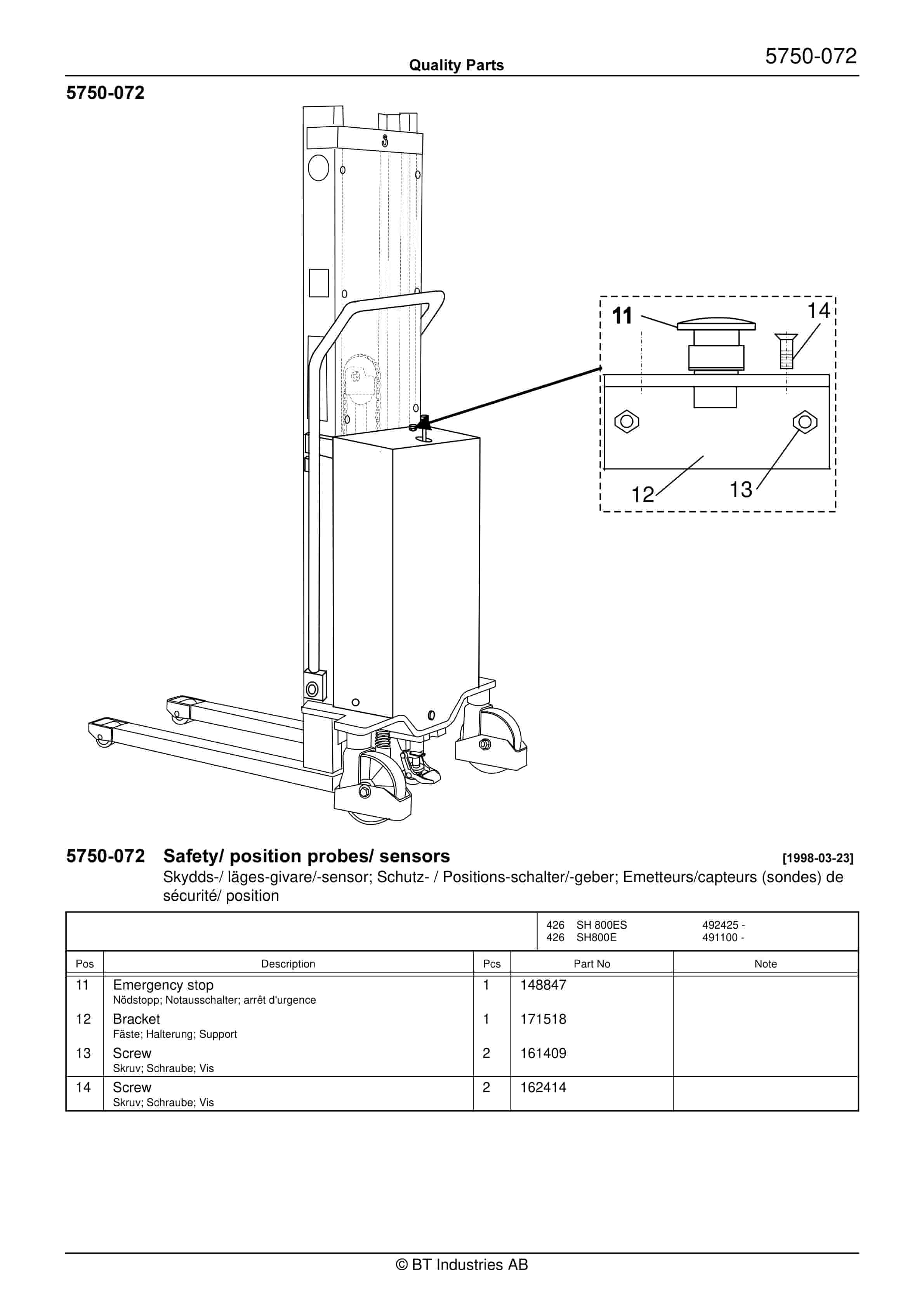BT SH 800, SH 800ES Quality Parts 176214 3 BT SH 800, SH 800ES Quality Parts 176214 - Image 3