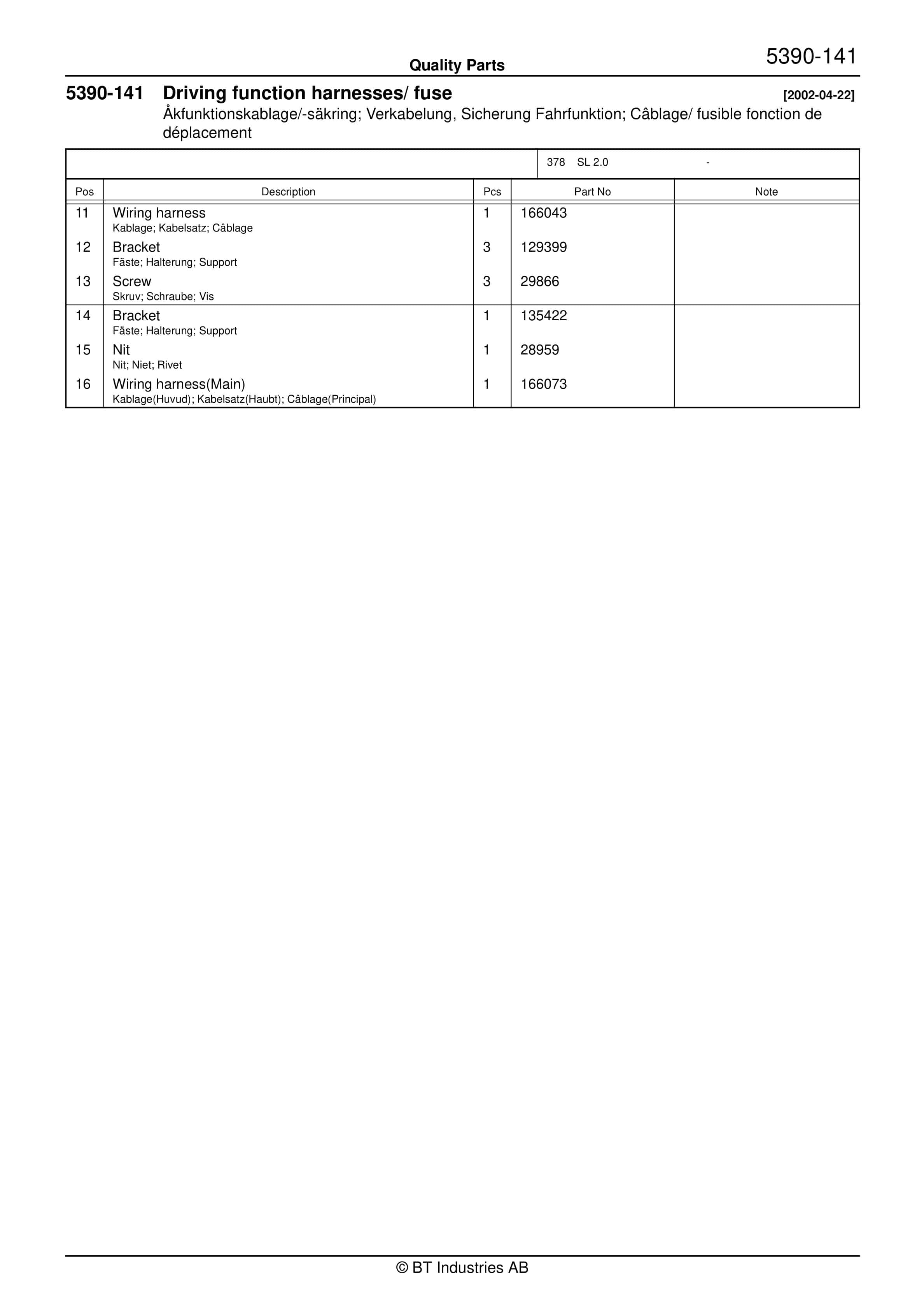 BT SL 2.0 - C020314-1 Quality Parts 847011 3 BT SL 2.0 - C020314-1 Quality Parts 847011 - Image 3