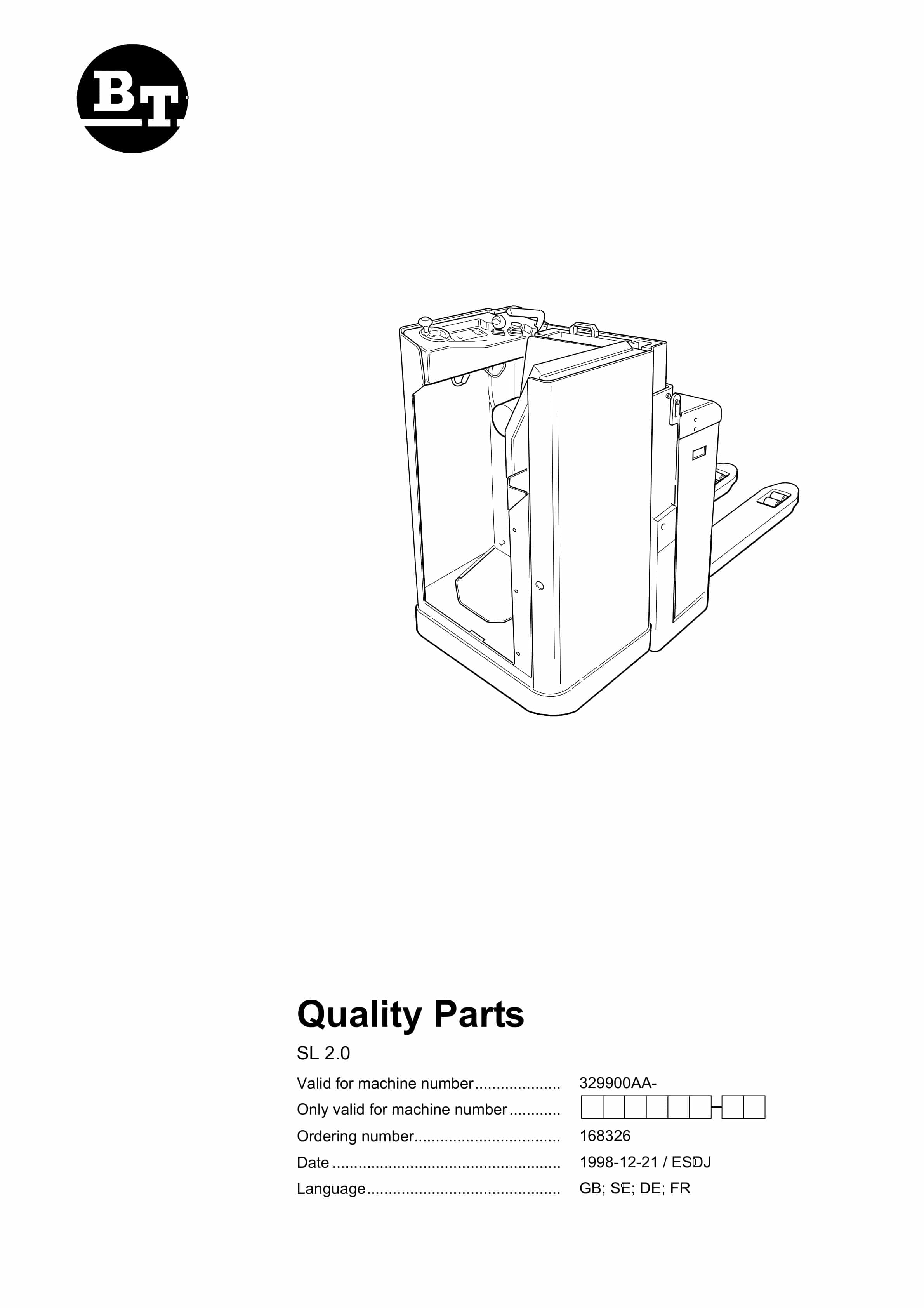 BT SL 2.0 Quality Parts 168326 1 BT SL 2.0 Quality Parts 168326