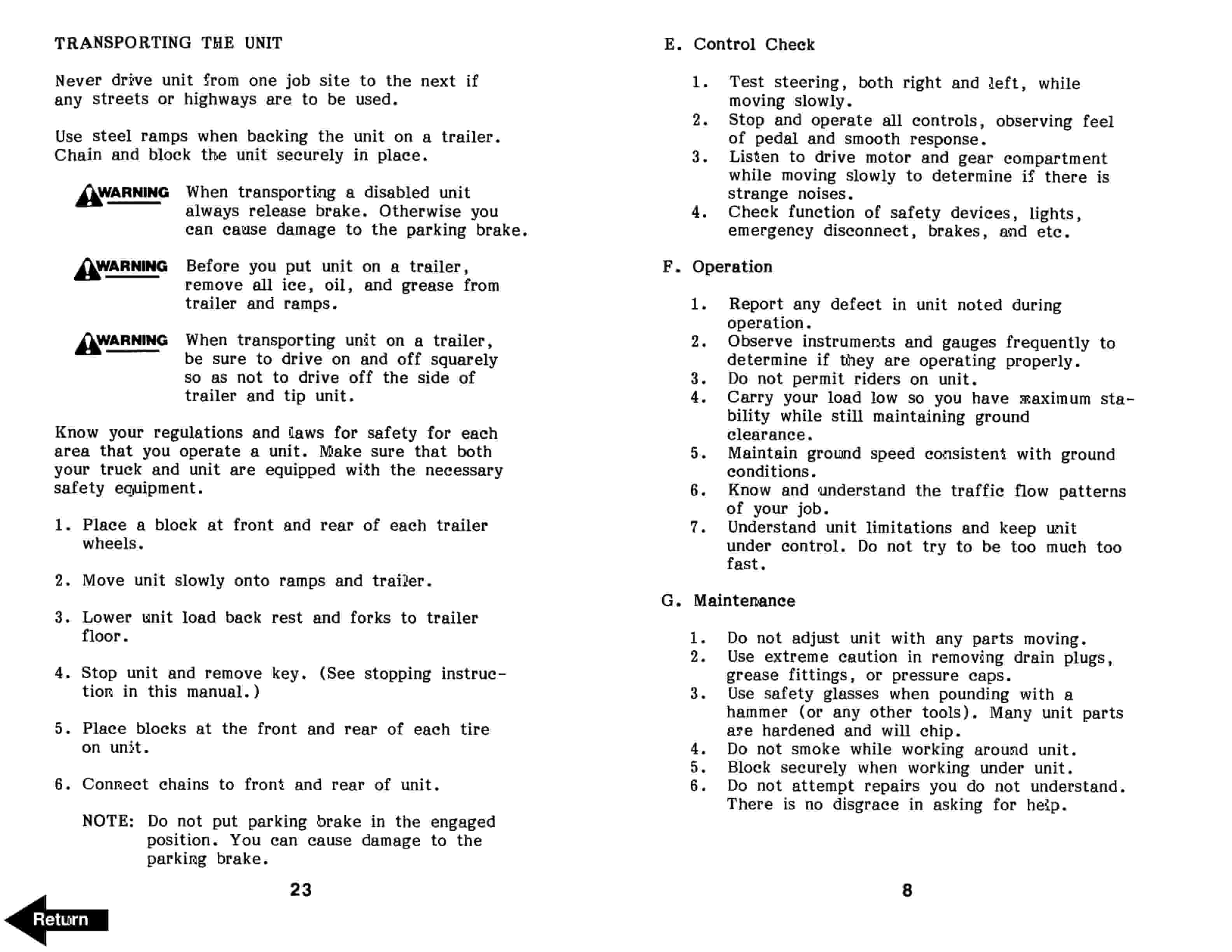 Alternative view of BT SN-20, SN-30, SN-40 Electric Walkie Straddle Stacker Operator Manual 300381-000
