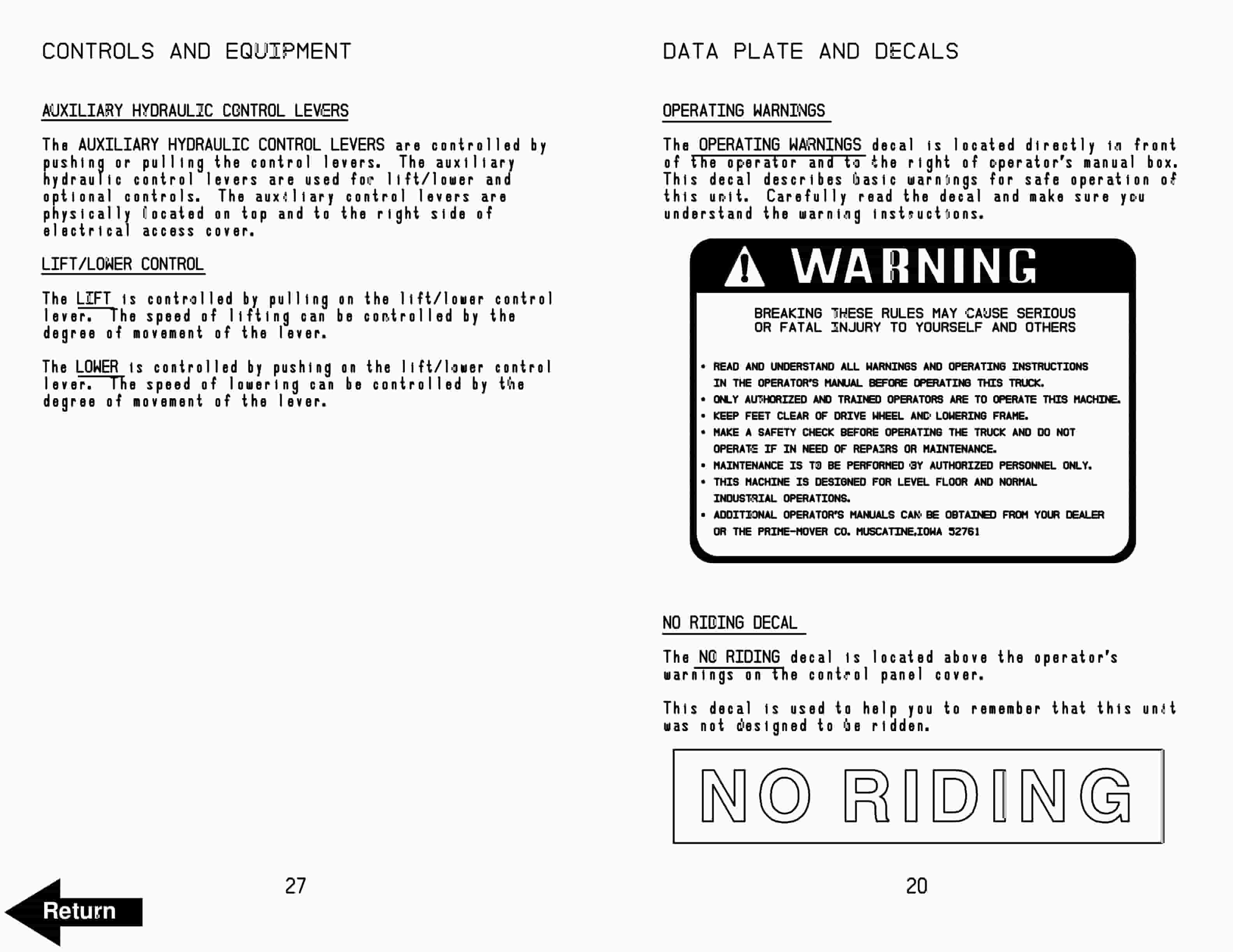 BT SN Electric Walkie Straddle Stacker Truck Operator Manual 300381-002 5 BT SN Electric Walkie Straddle Stacker Truck Operator Manual 300381-002-5