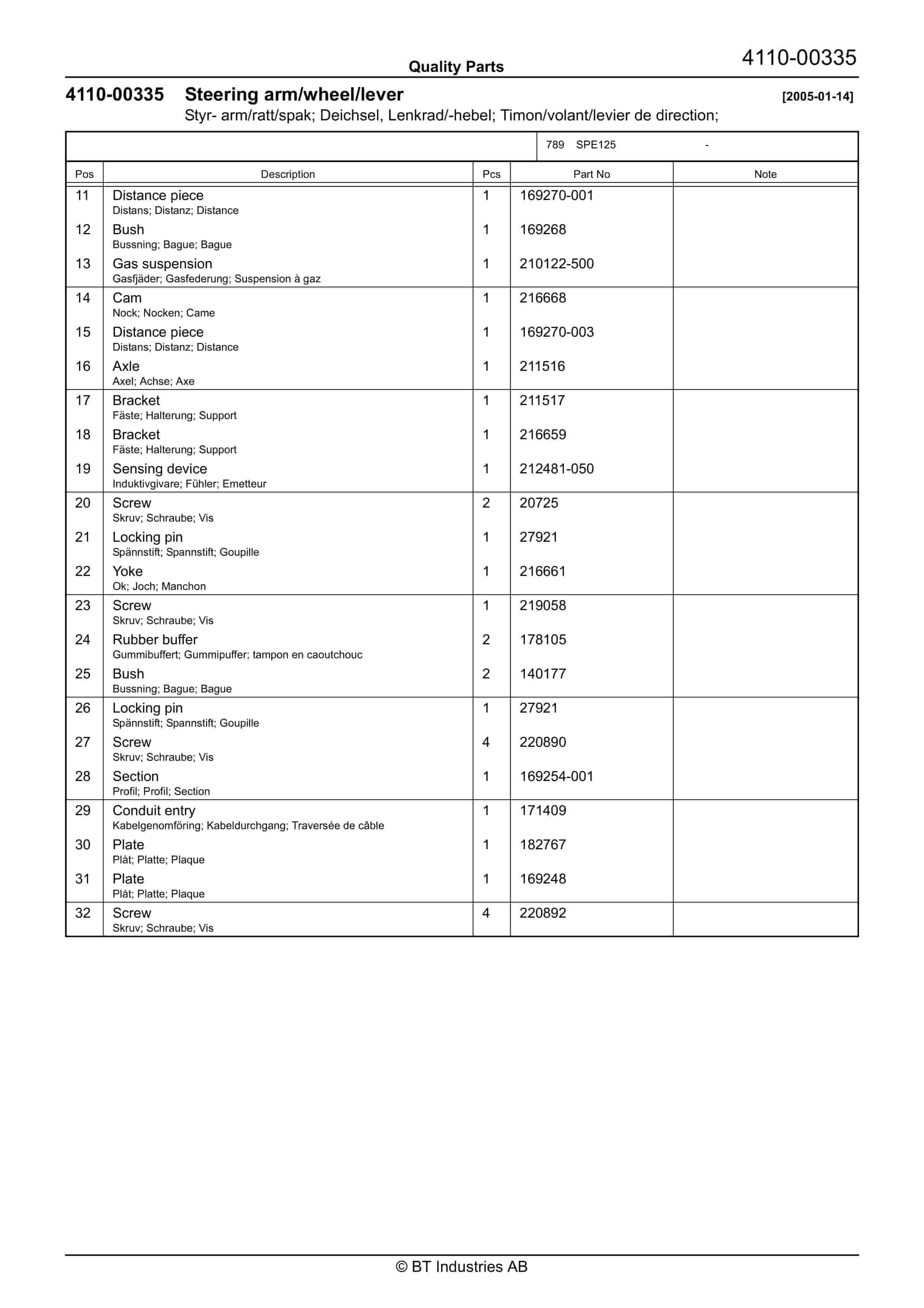 BT SPE125 - C040916-9 Quality Parts 844881 2 BT SPE125 - C040916-9 Quality Parts 844881 - Image 2