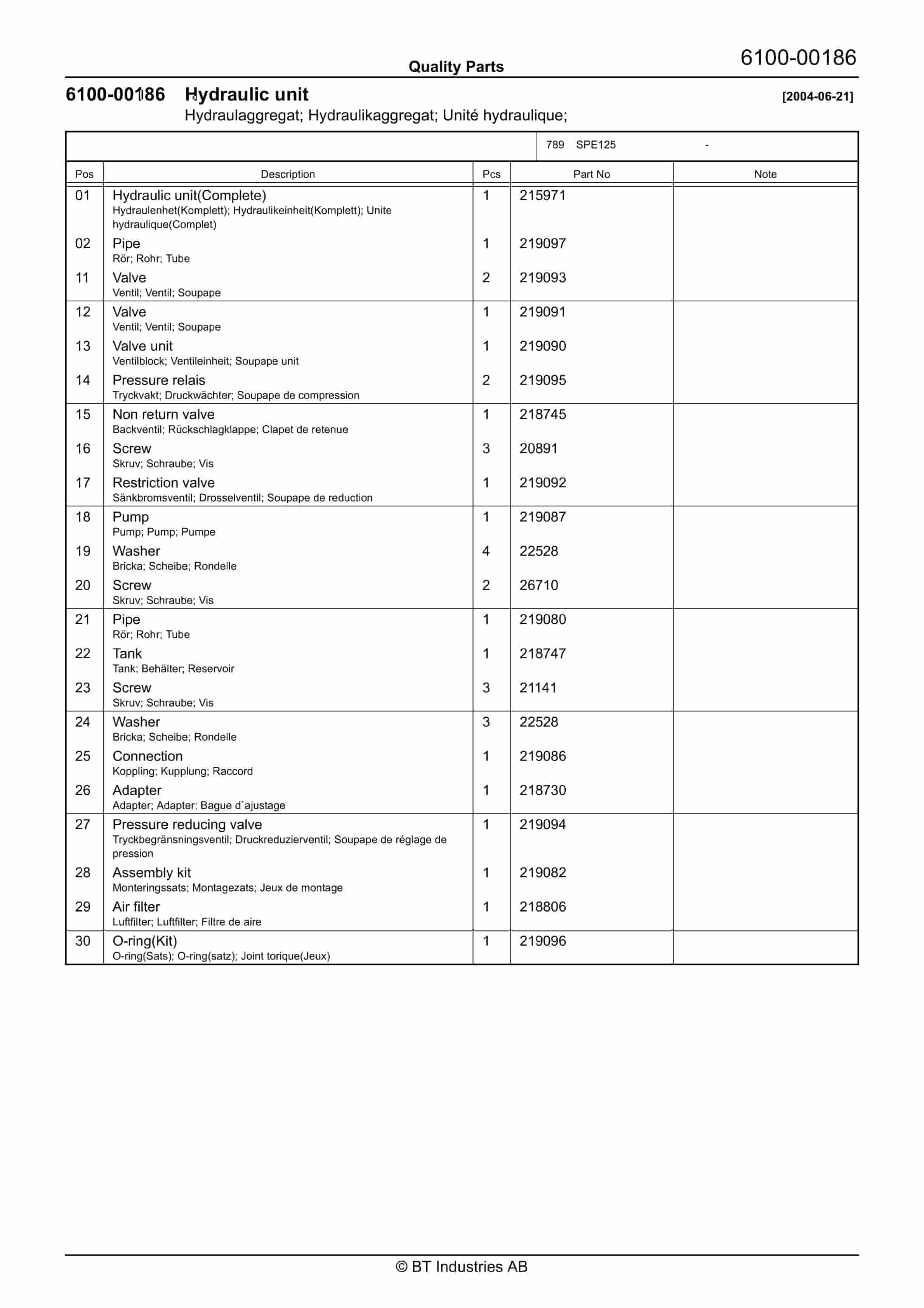 BT SPE125 - C040916-9 Quality Parts 844881 3 BT SPE125 - C040916-9 Quality Parts 844881 - Image 3