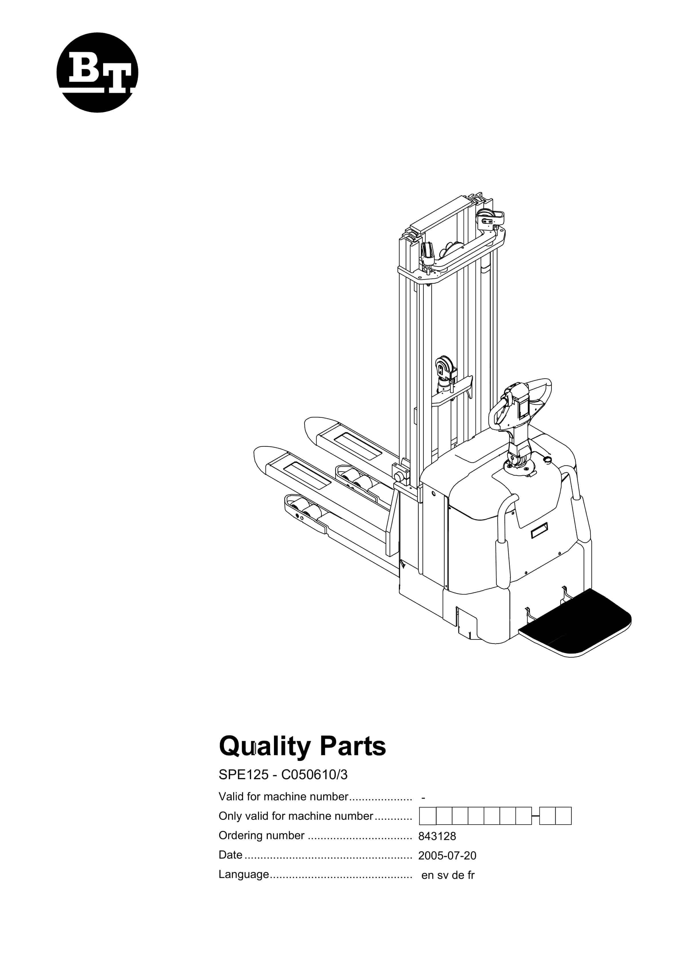 BT SPE125 - C050610-3 Quality Parts 843128 1 BT SPE125 - C050610-3 Quality Parts 843128