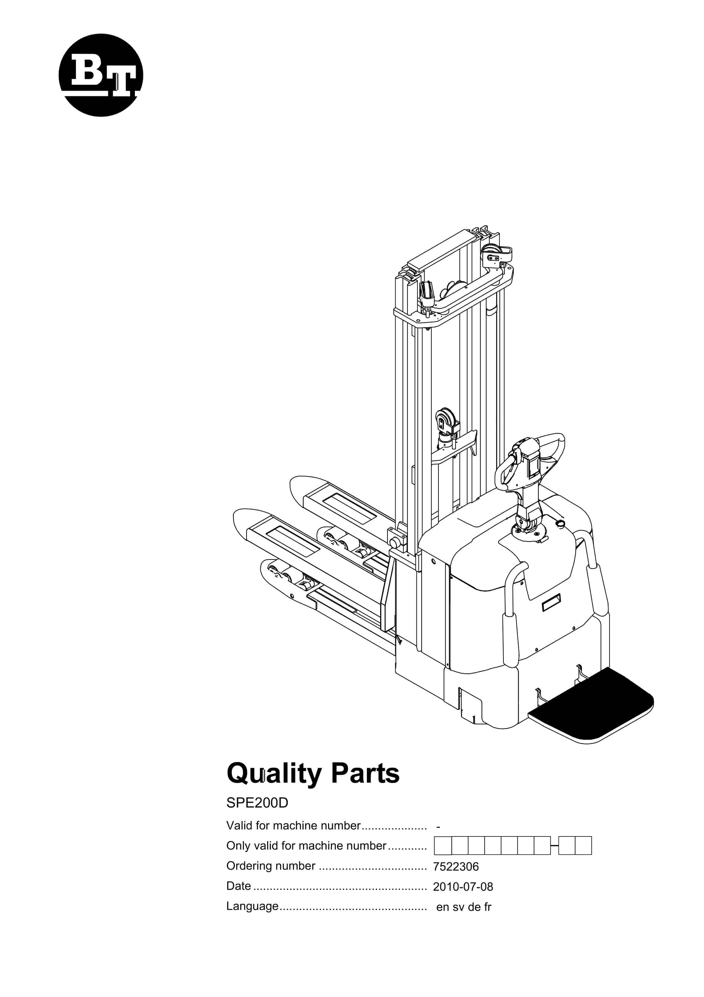 BT SPE200D Quality Parts 7522306