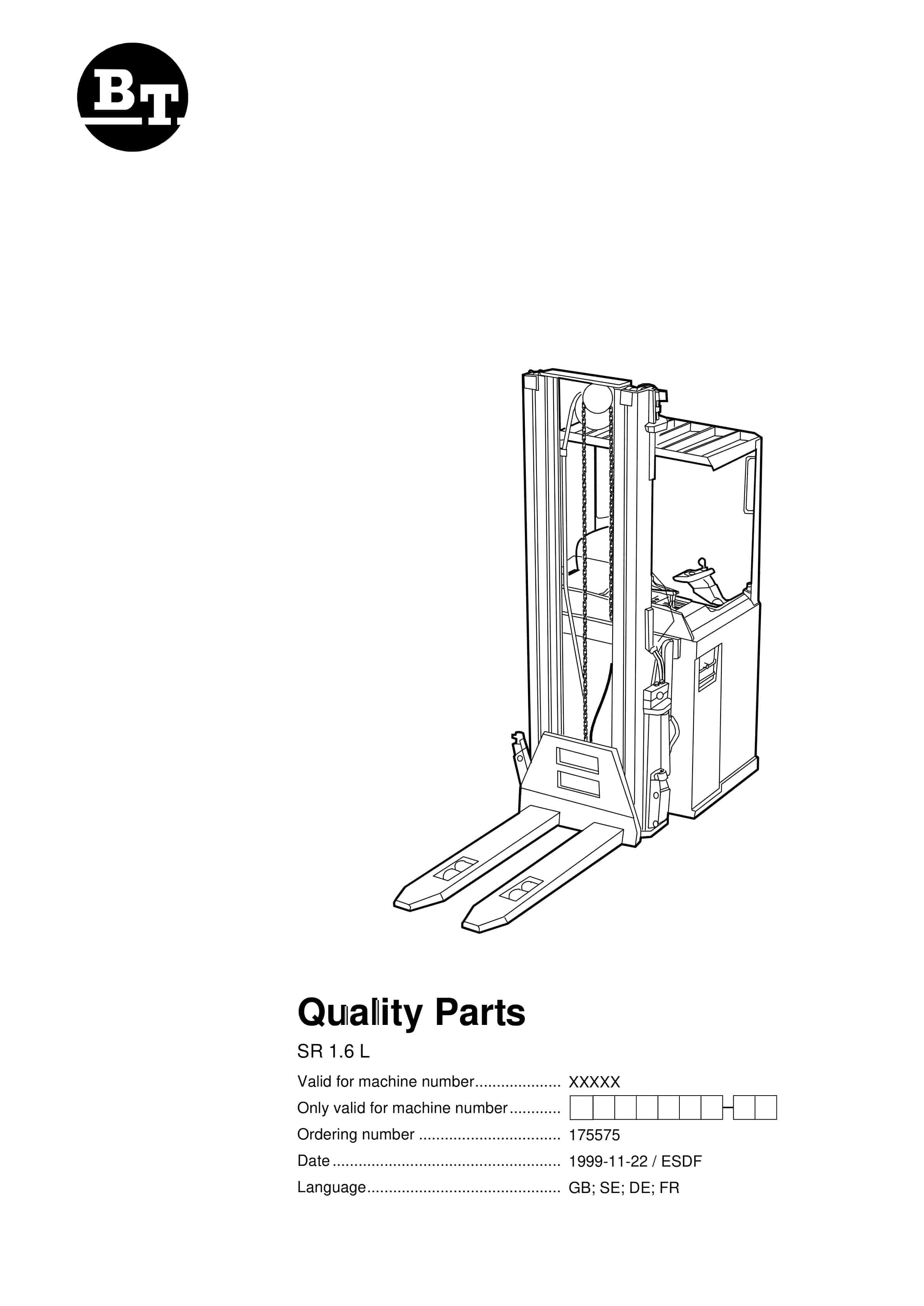 BT SR 1.6L Quality Parts 175575