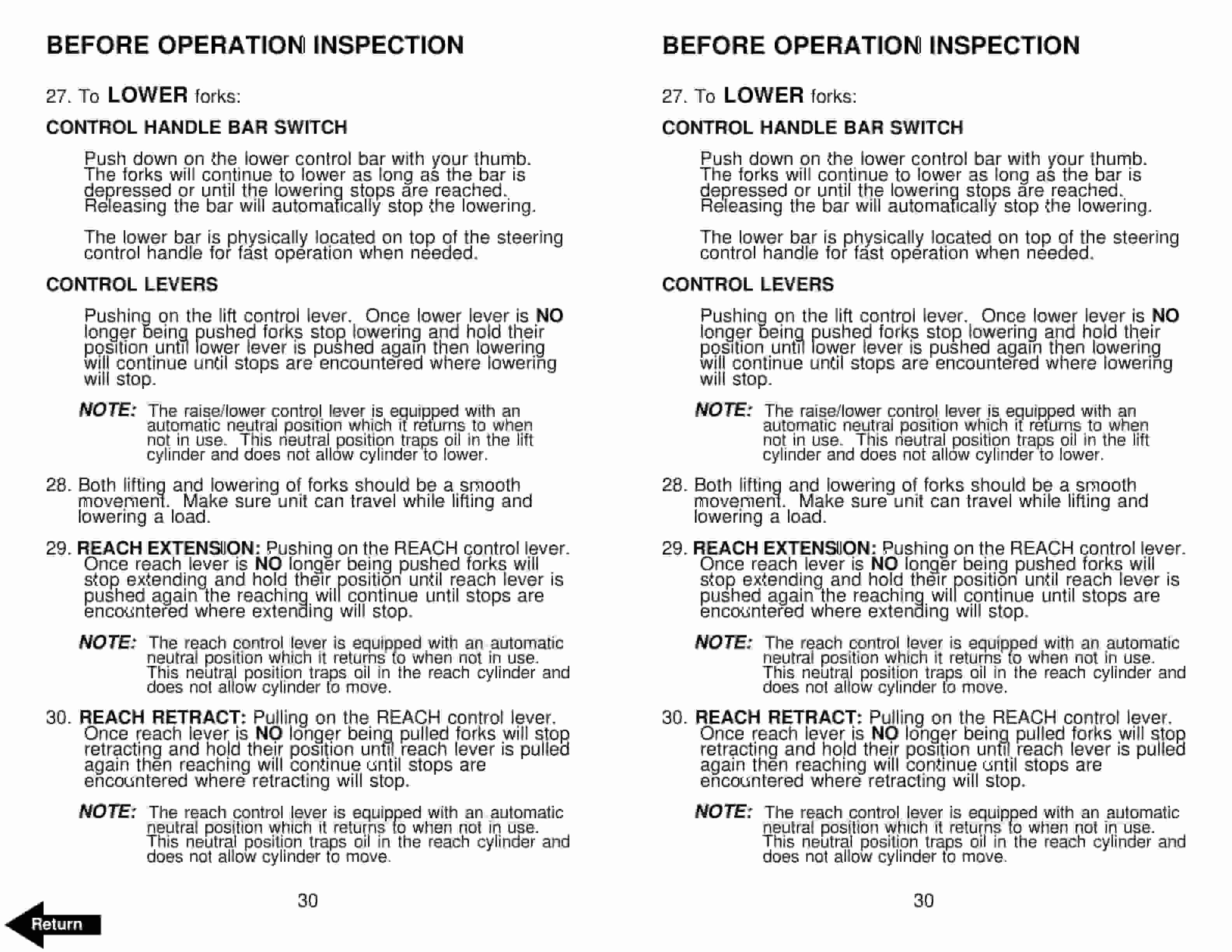 BT SR-30 Electric Walkie Reach Truck Operator Manual 300385-000 3 BT SR-30 Electric Walkie Reach Truck Operator Manual 300385-000 - Image 3