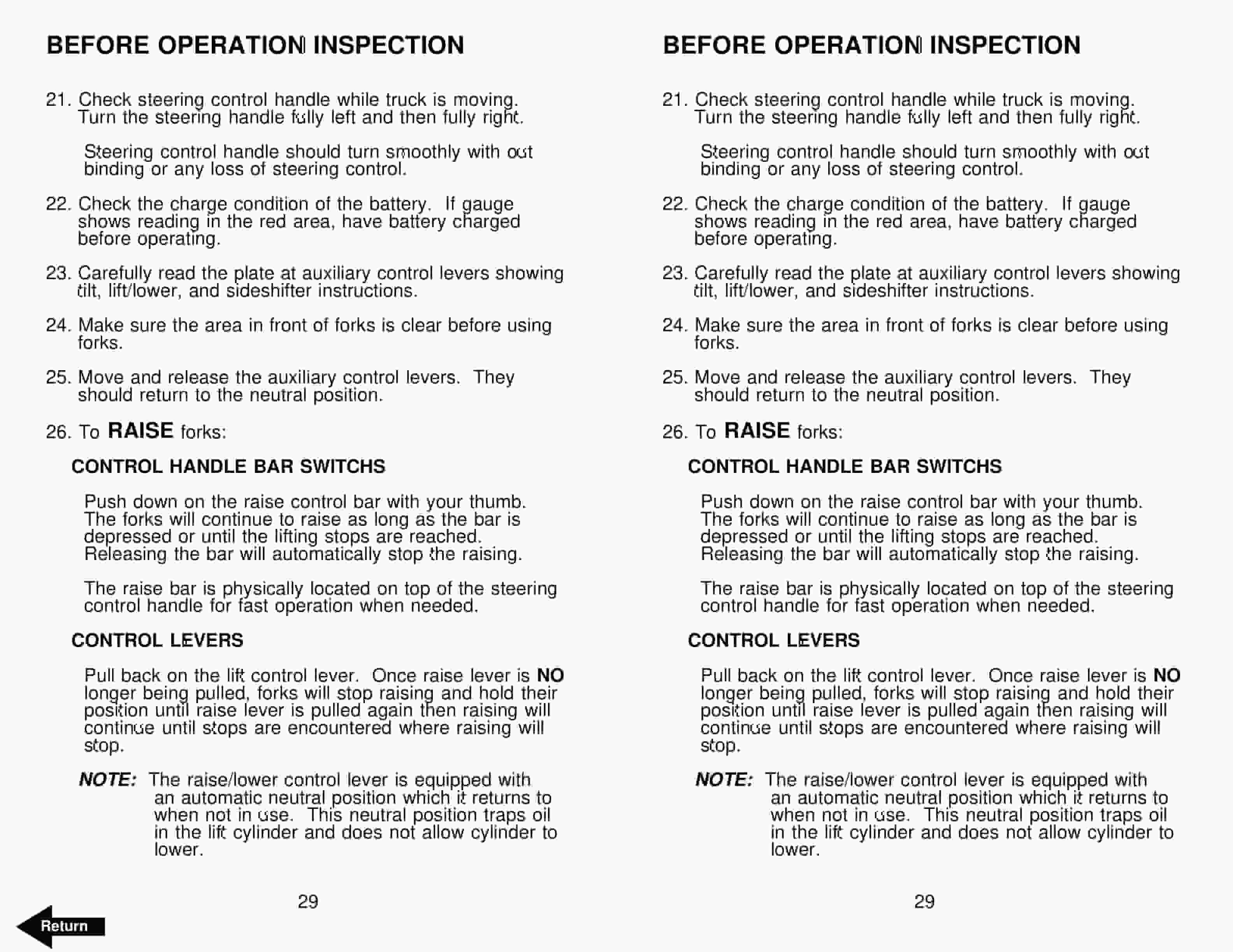 BT SR-30 Electric Walkie Reach Truck Operator Manual 300385-001 3 BT SR-30 Electric Walkie Reach Truck Operator Manual 300385-001 - Image 3