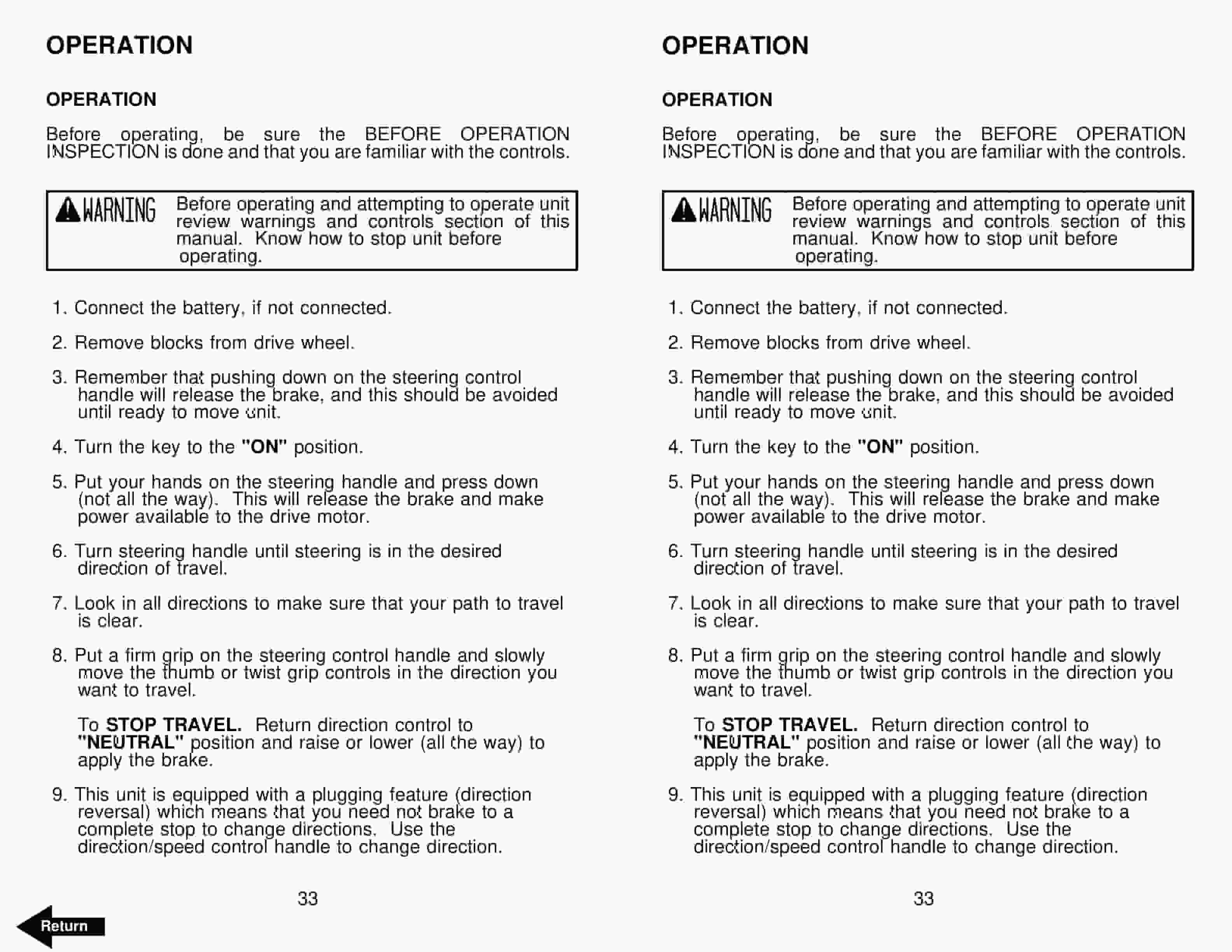 BT SR-30 Electric Walkie Reach Truck Operator Manual 300385-001 4 BT SR-30 Electric Walkie Reach Truck Operator Manual 300385-001 - Image 4