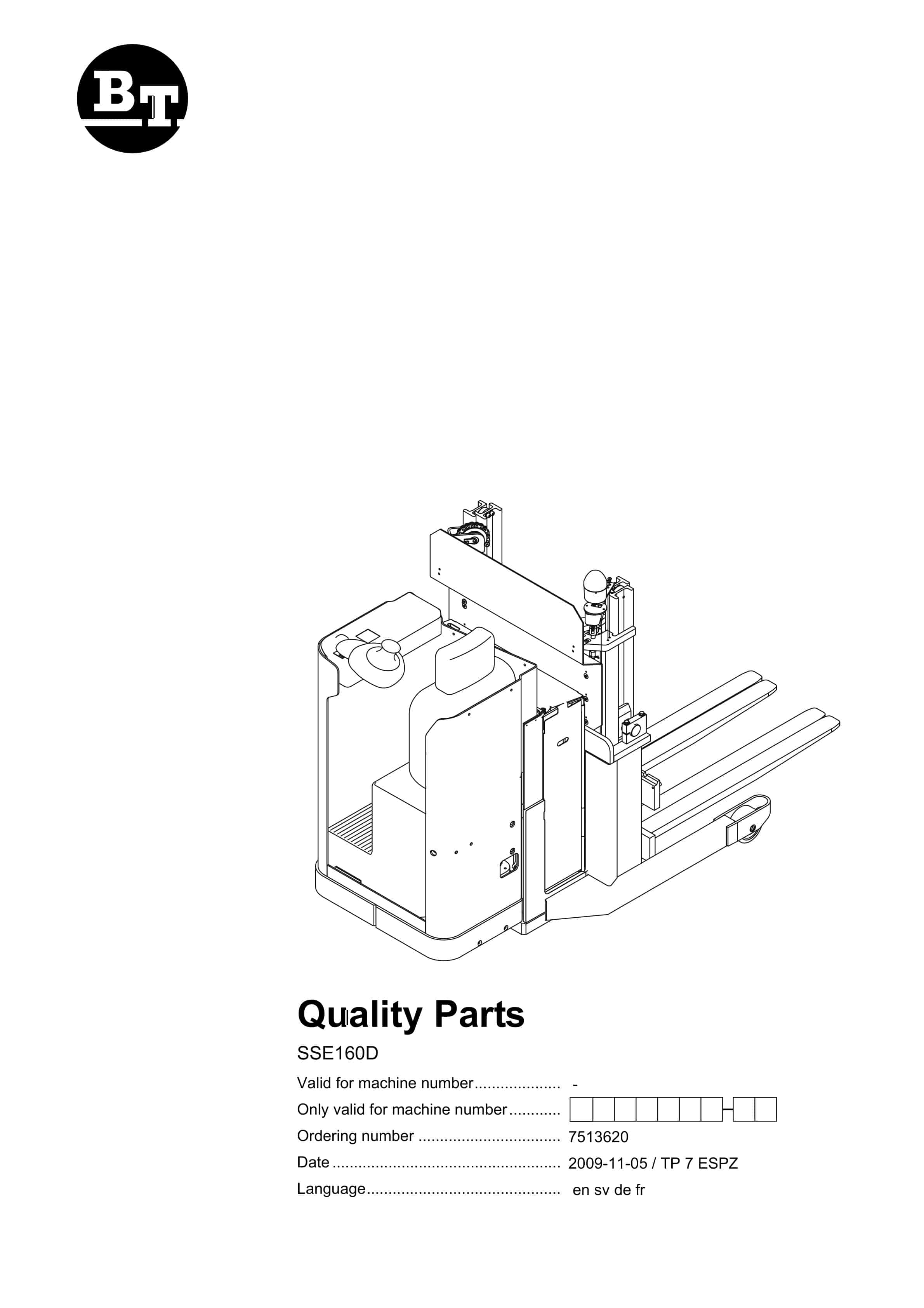 BT SSE160D Quality Parts 7513620