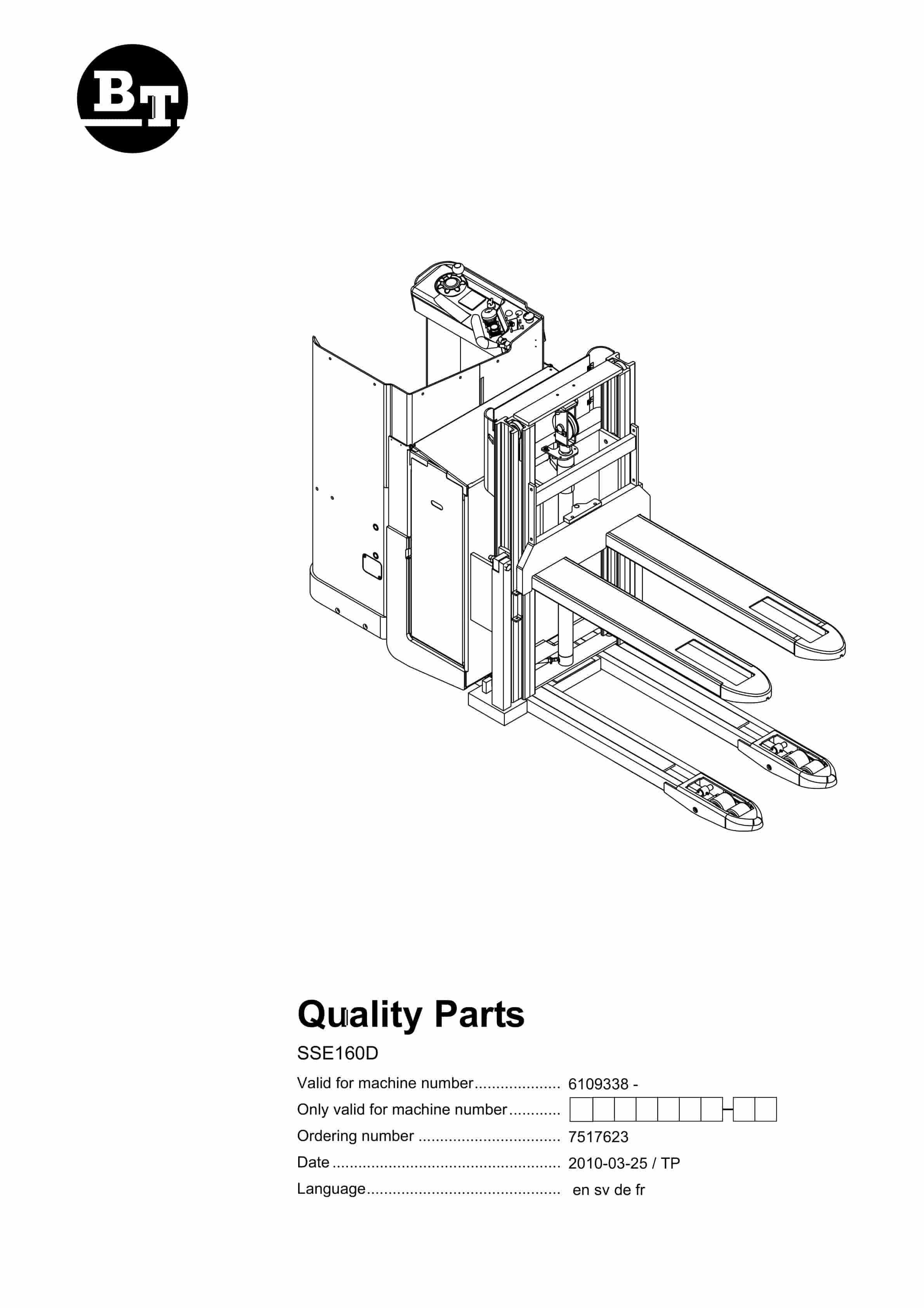 BT SSE160D Quality Parts 7517623 1 BT SSE160D Quality Parts 7517623