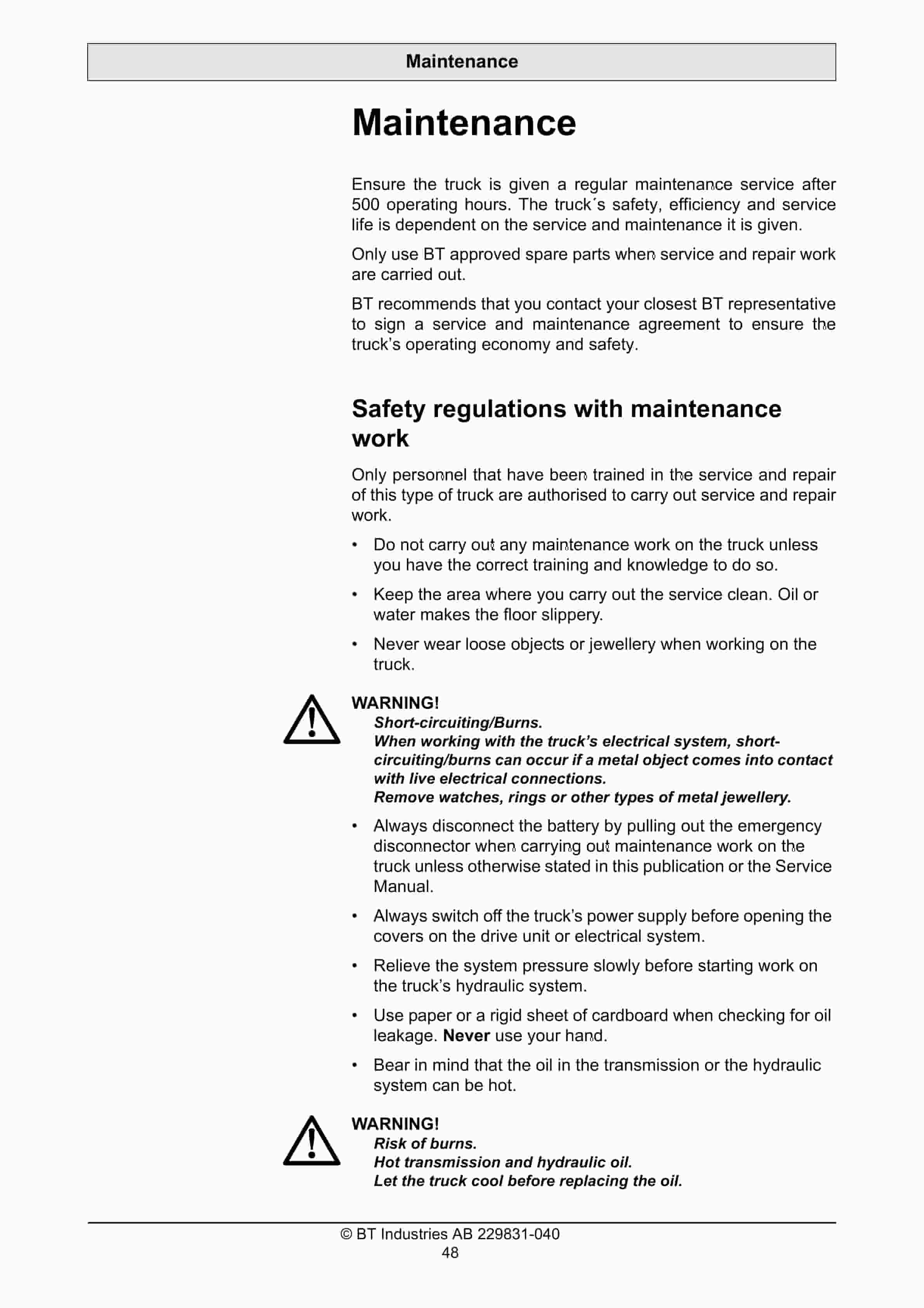 BT SWE080L Operator Manual 229831-040 4 BT SWE080L Operator Manual 229831-040 - Image 4