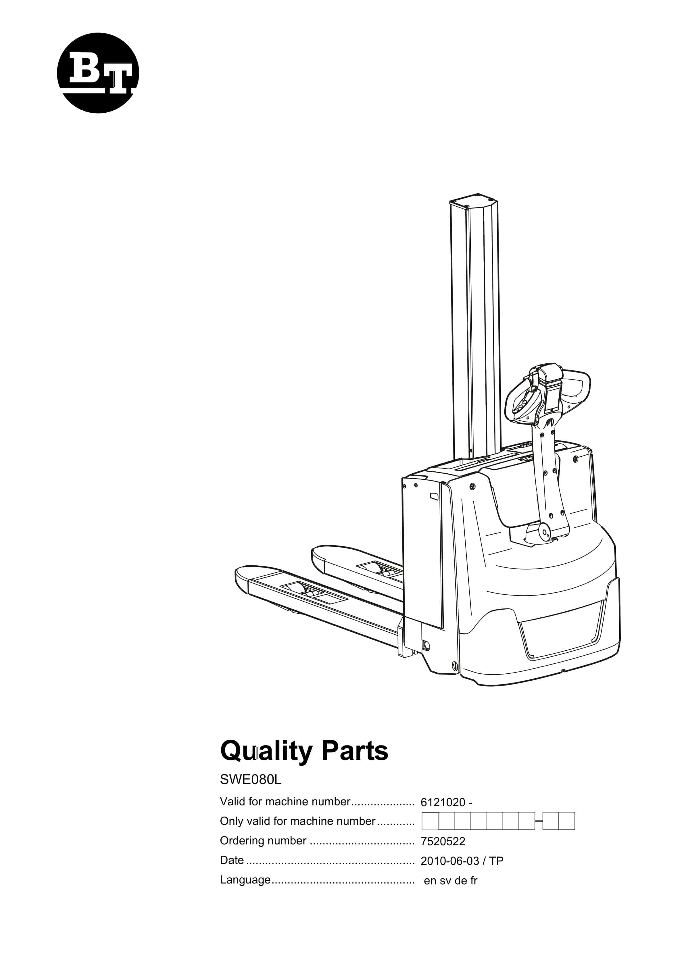 BT SWE080L Quality Parts 7520522 1 BT SWE080L Quality Parts 7520522