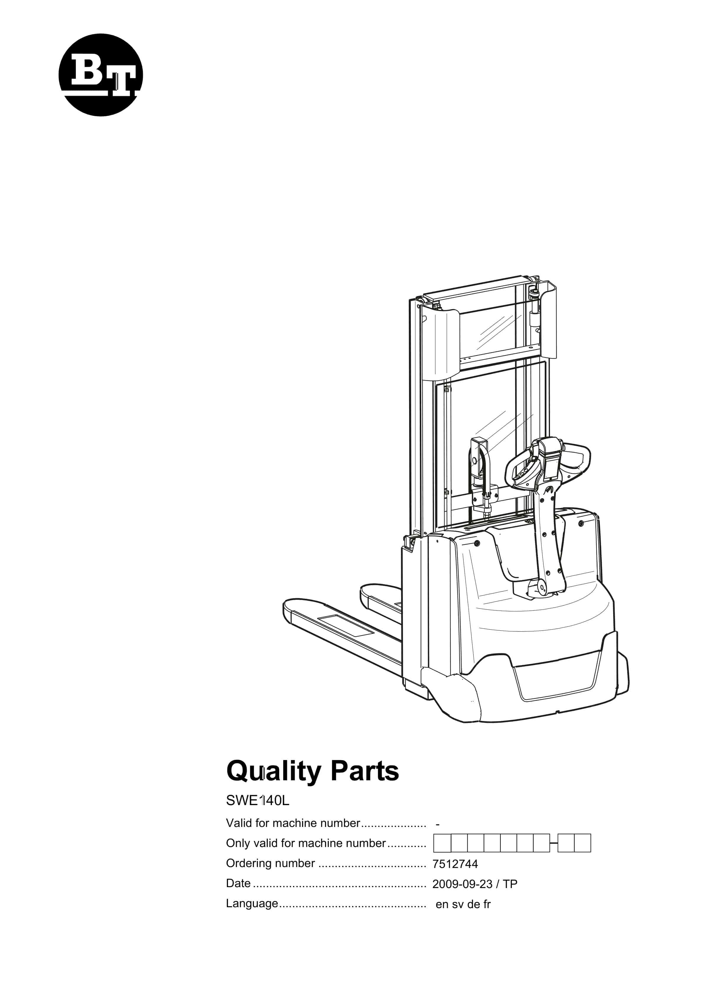 BT SWE140L Quality Parts 7512744 1 BT SWE140L Quality Parts 7512744