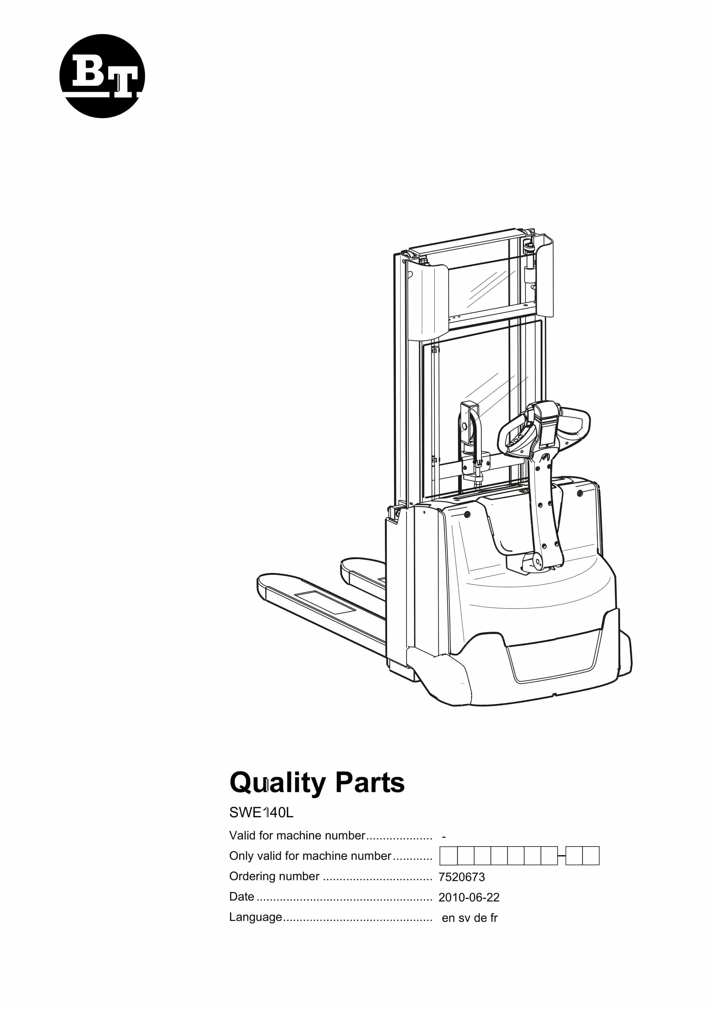 BT SWE140L Quality Parts 7520673 1 BT SWE140L Quality Parts 7520673