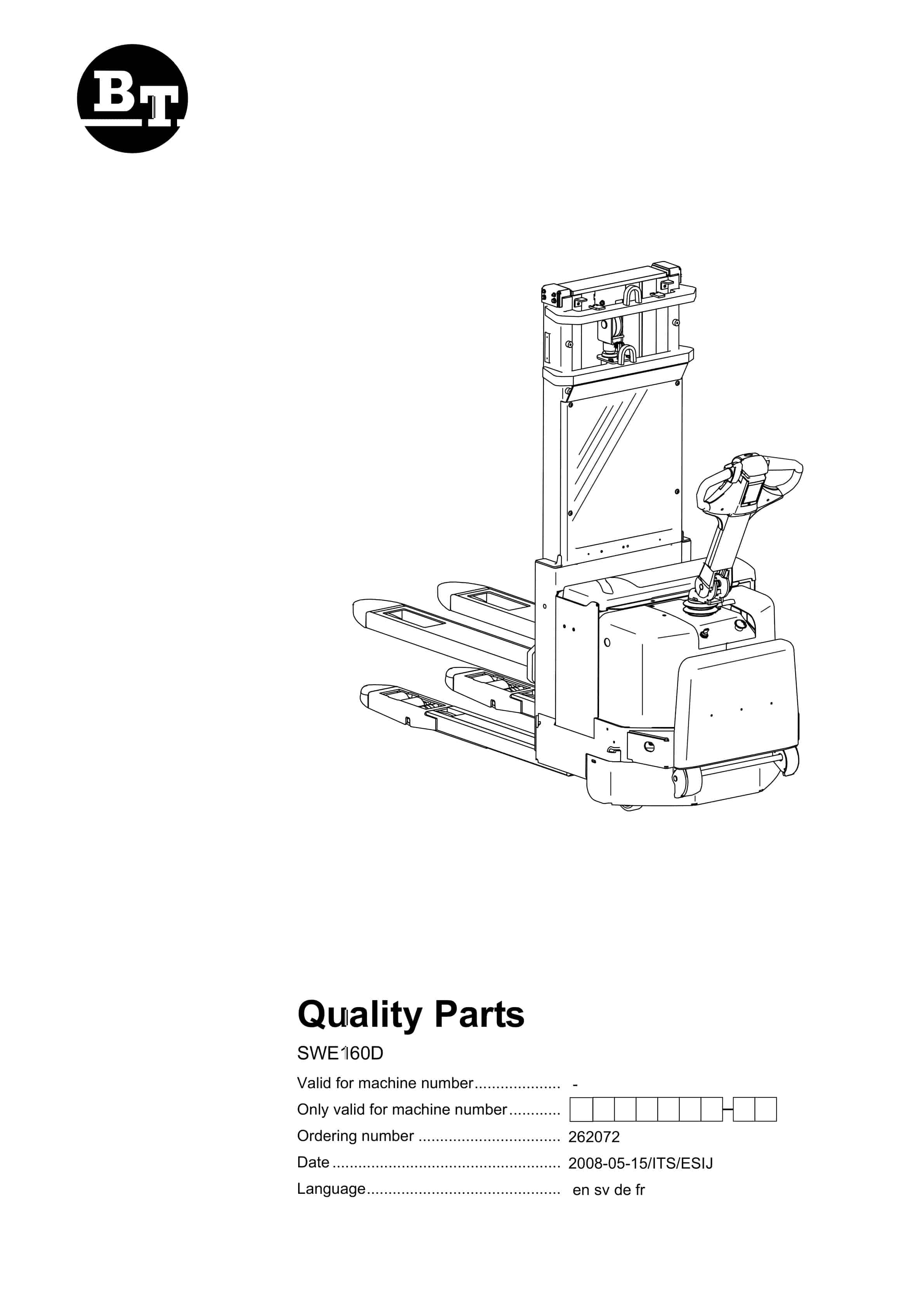 BT SWE160D Quality Parts 262072 1 BT SWE160D Quality Parts 262072
