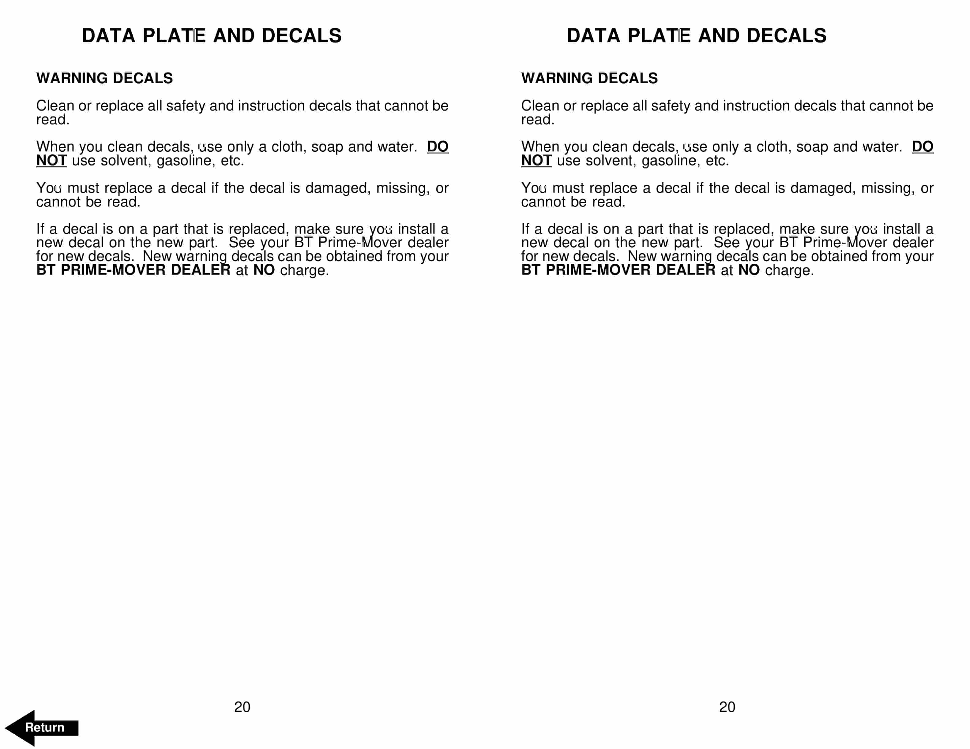 Alternative view of BT TE-50, TE-70 Electric Tow Tractor Operator Manual 300445-000