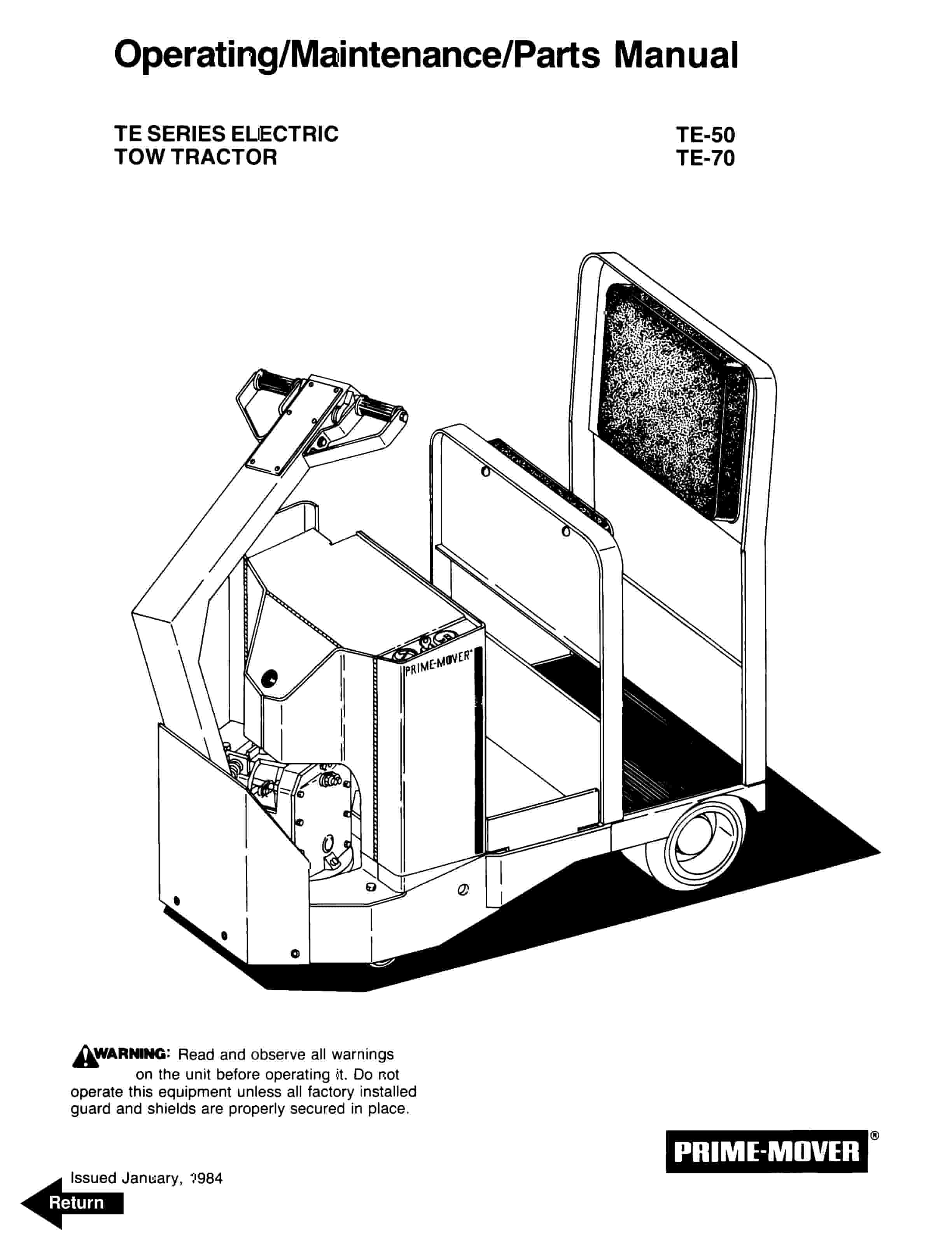 BT TE Series Electric Tow Tractor Operating - Maintenance - Parts Manual 301045-000 1 BT TE Series Electric Tow Tractor Operating - Maintenance - Parts Manual 301045-000