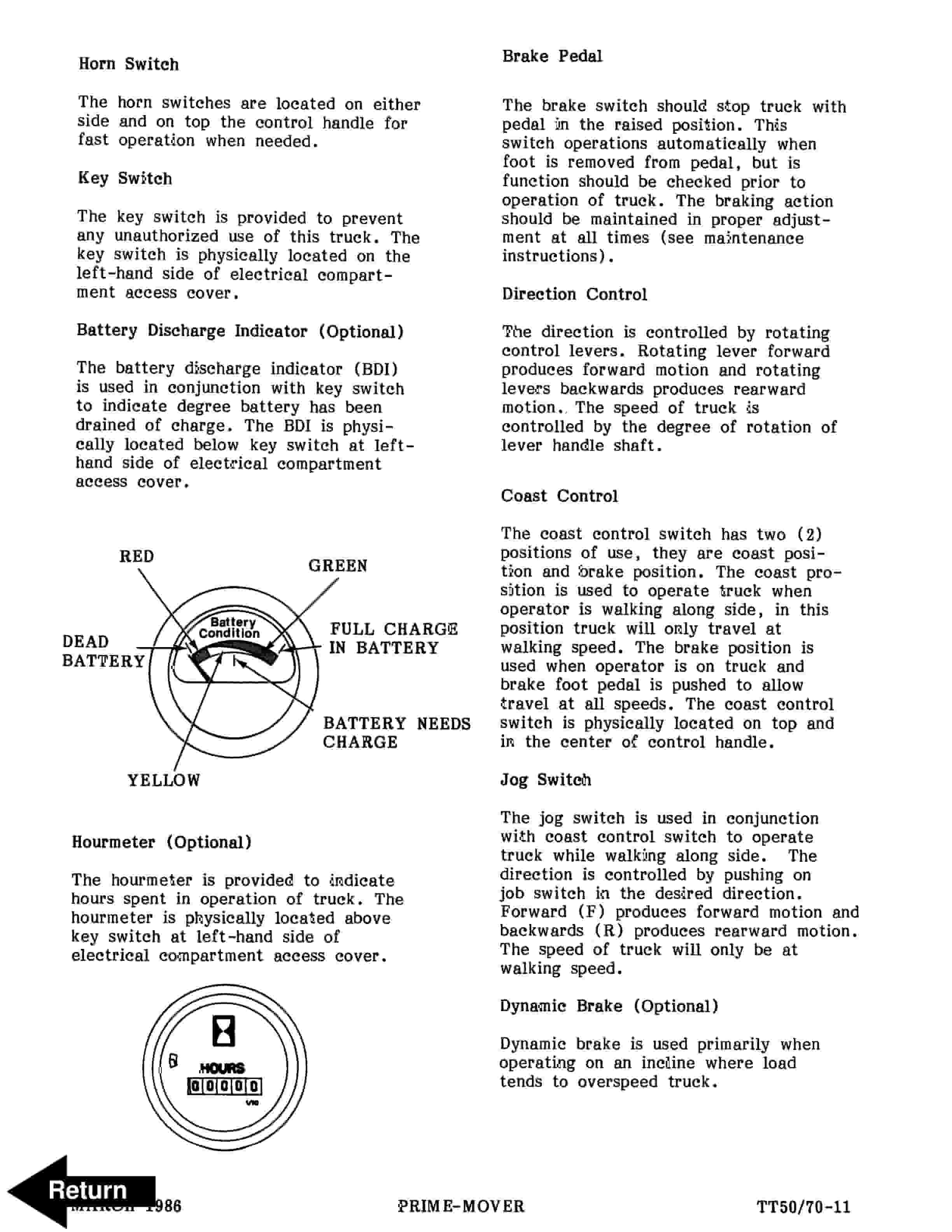Alternative view of BT TT-50, TT-70 Electric Tow Tractor Operator Manual 300408-000