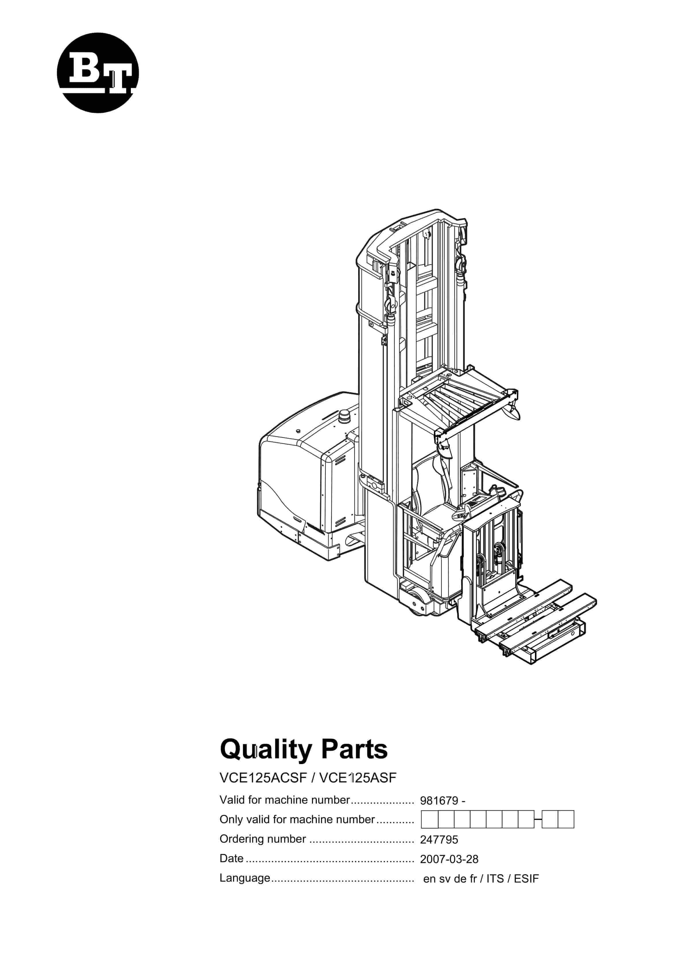 BT VCE125ACSF, VCE125ASF Quality Parts 247795