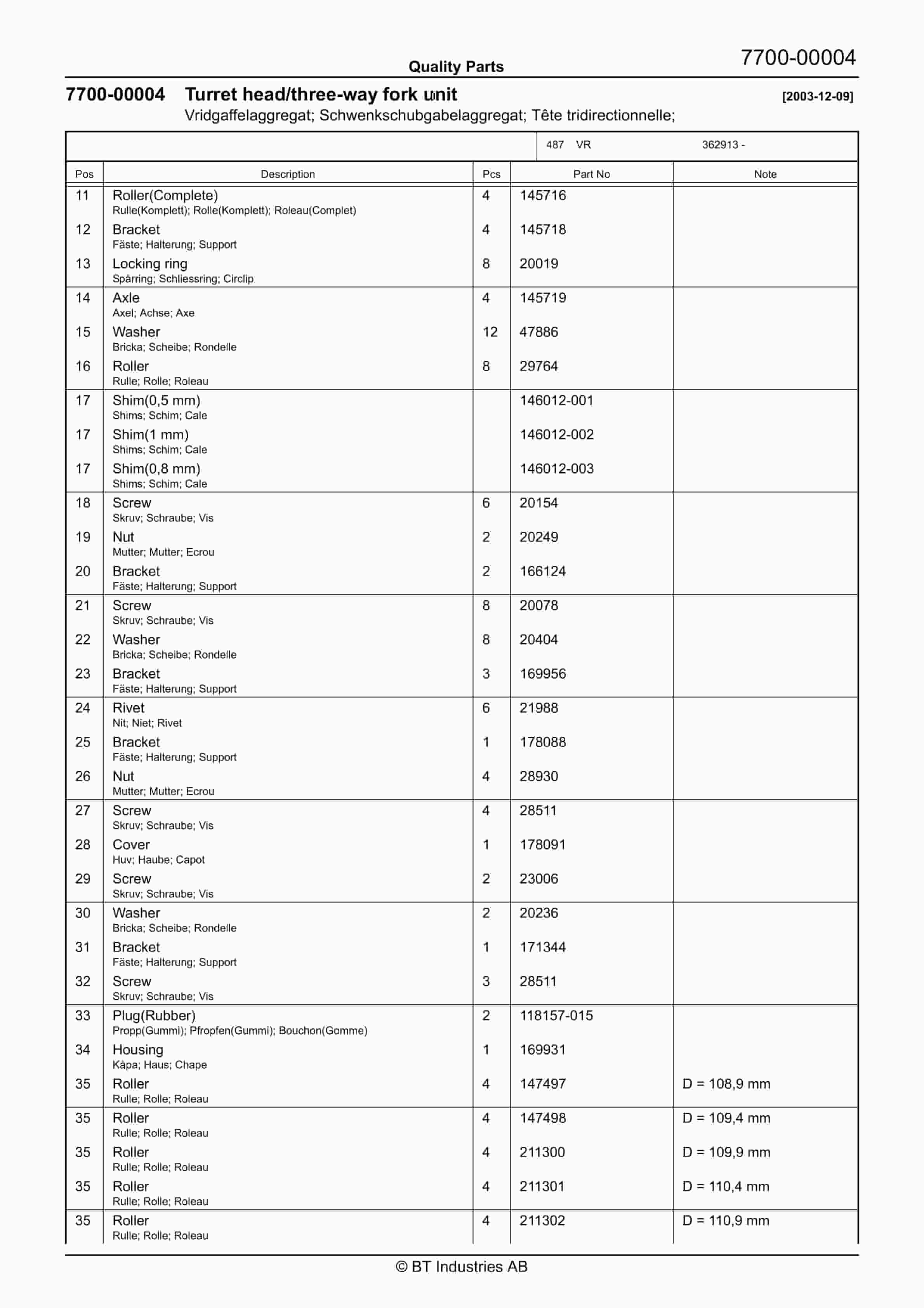 BT VR Quality Parts 217709 5 BT VR Quality Parts 217709 - Image 5