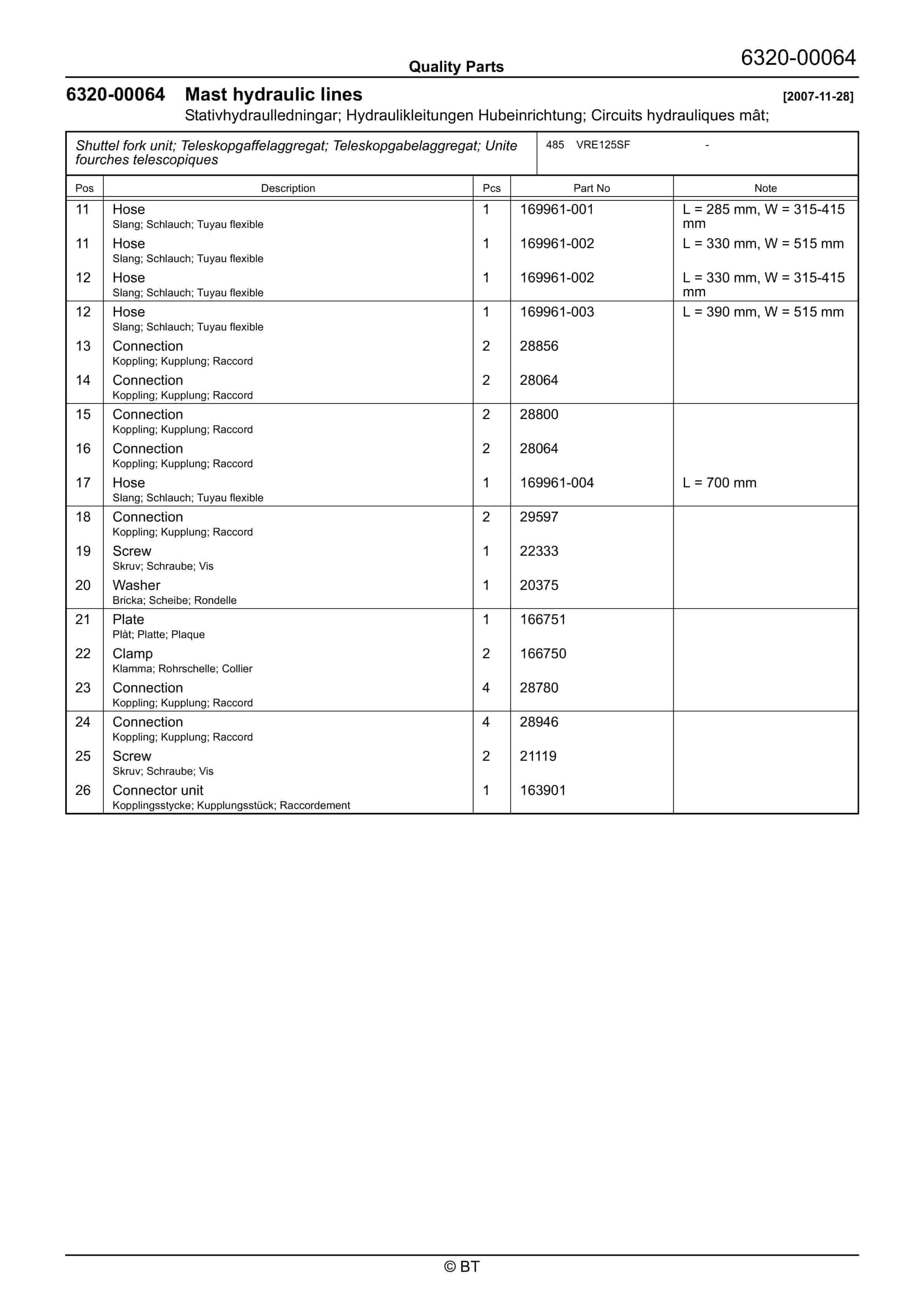 BT VRE125SF Quality Parts 7510352 3 BT VRE125SF Quality Parts 7510352 - Image 3