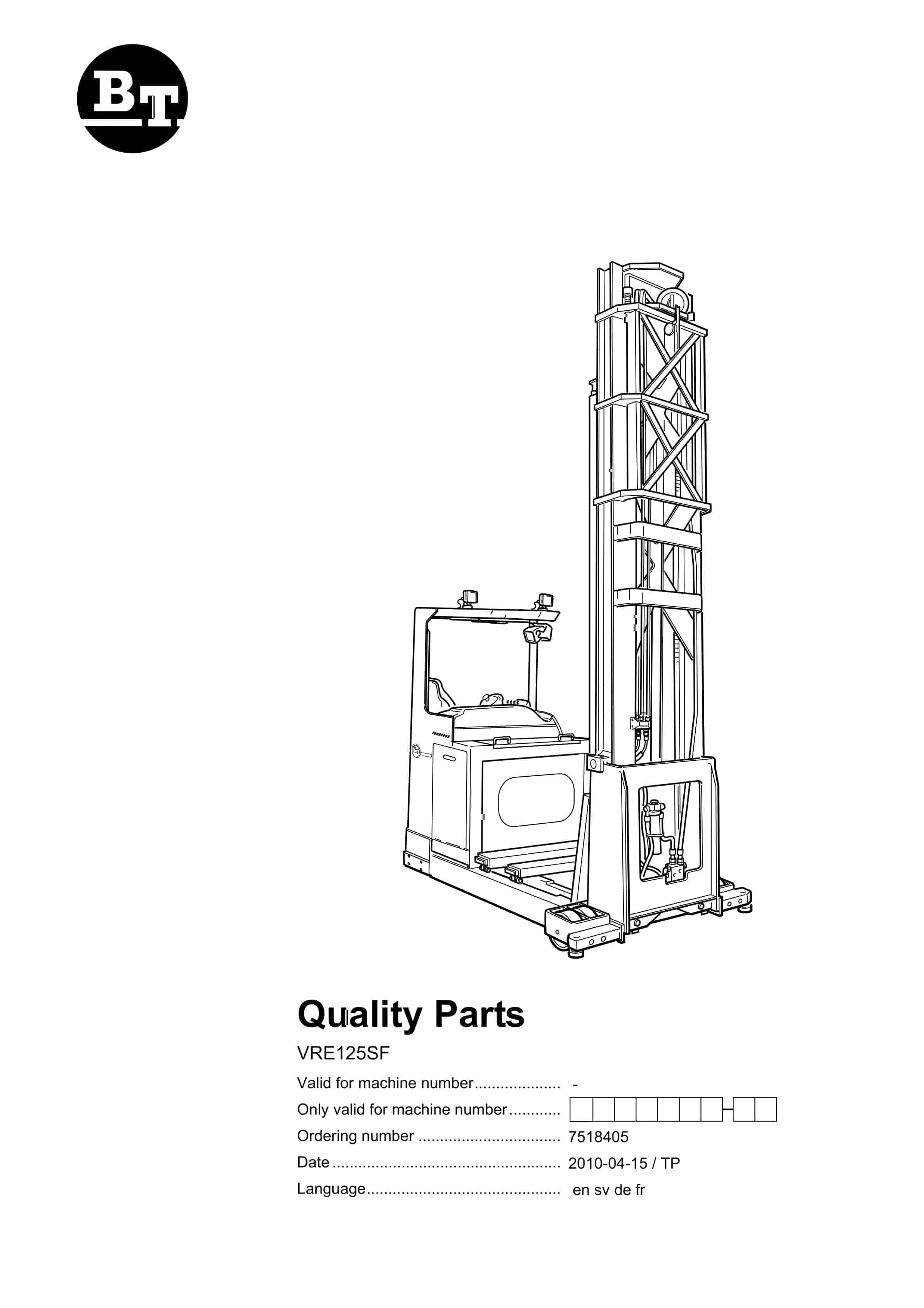 BT VRE125SF Quality Parts 7518405 1 BT VRE125SF Quality Parts 7518405