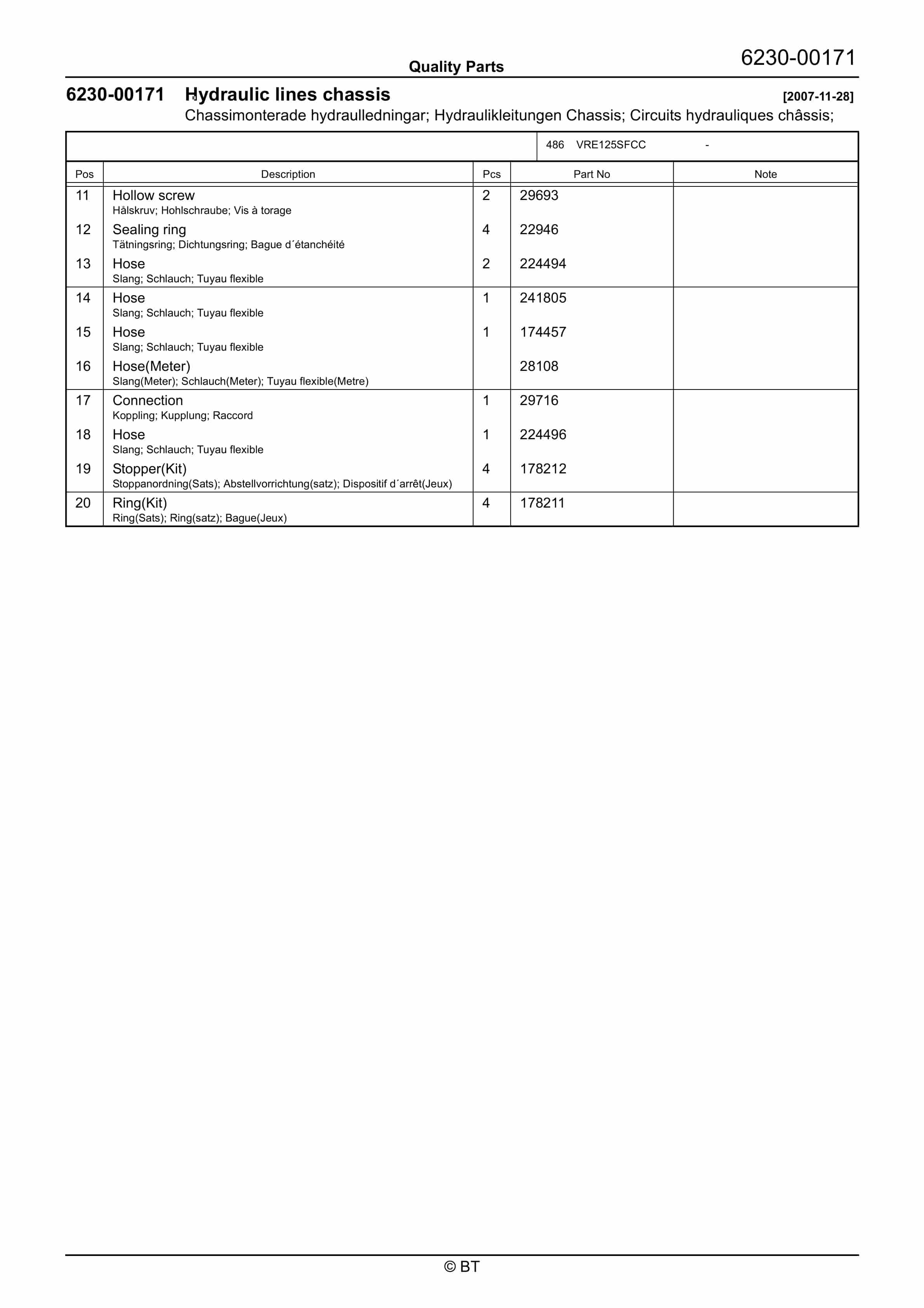 BT VRE125SFCC Quality Parts 7512479 3 BT VRE125SFCC Quality Parts 7512479 - Image 3