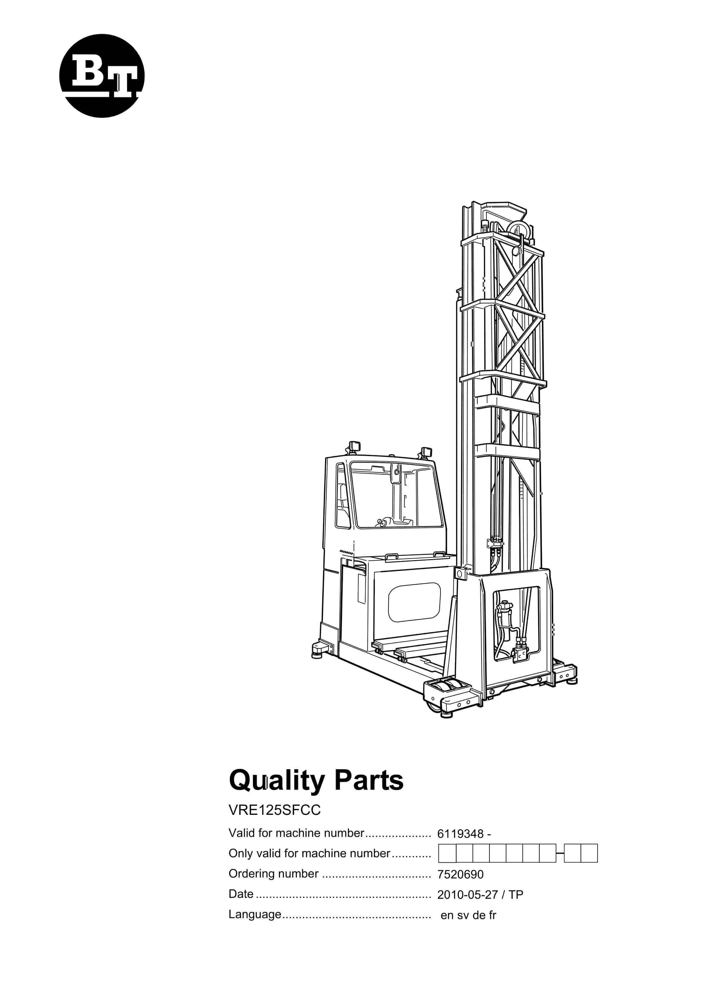 BT VRE125SFCC Quality Parts 7520690