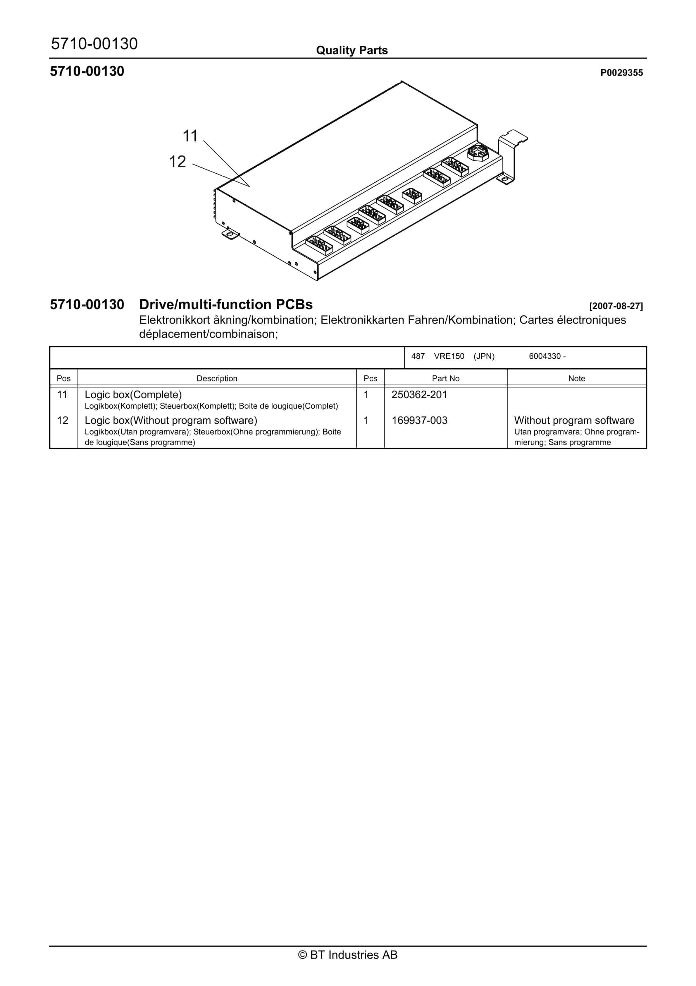 BT VRE150 (JPN) Quality Parts 250263 2 BT VRE150 (JPN) Quality Parts 250263 - Image 2