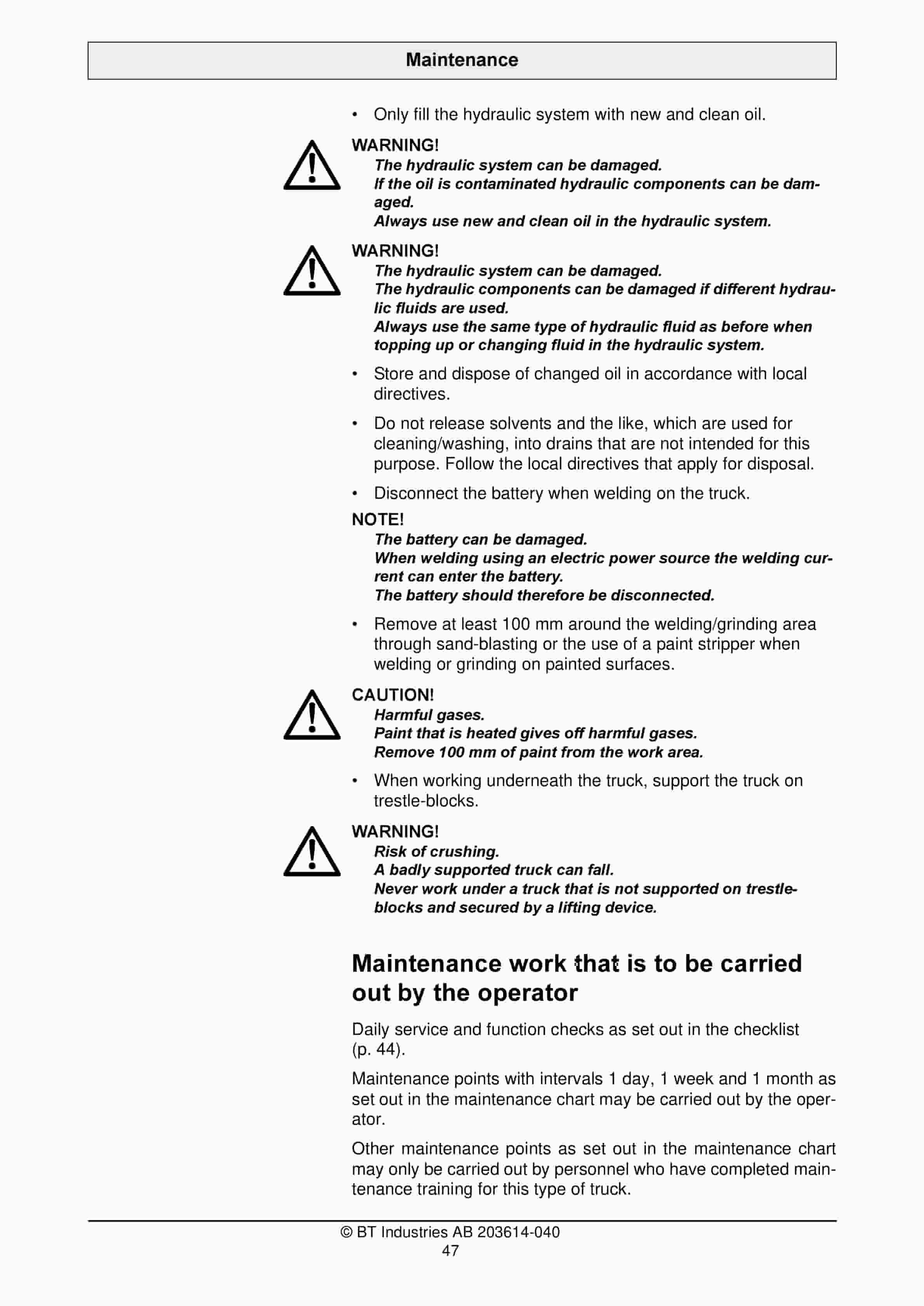 BT W18, W20 Operator Manual 203614-040 4 BT W18, W20 Operator Manual 203614-040 - Image 4