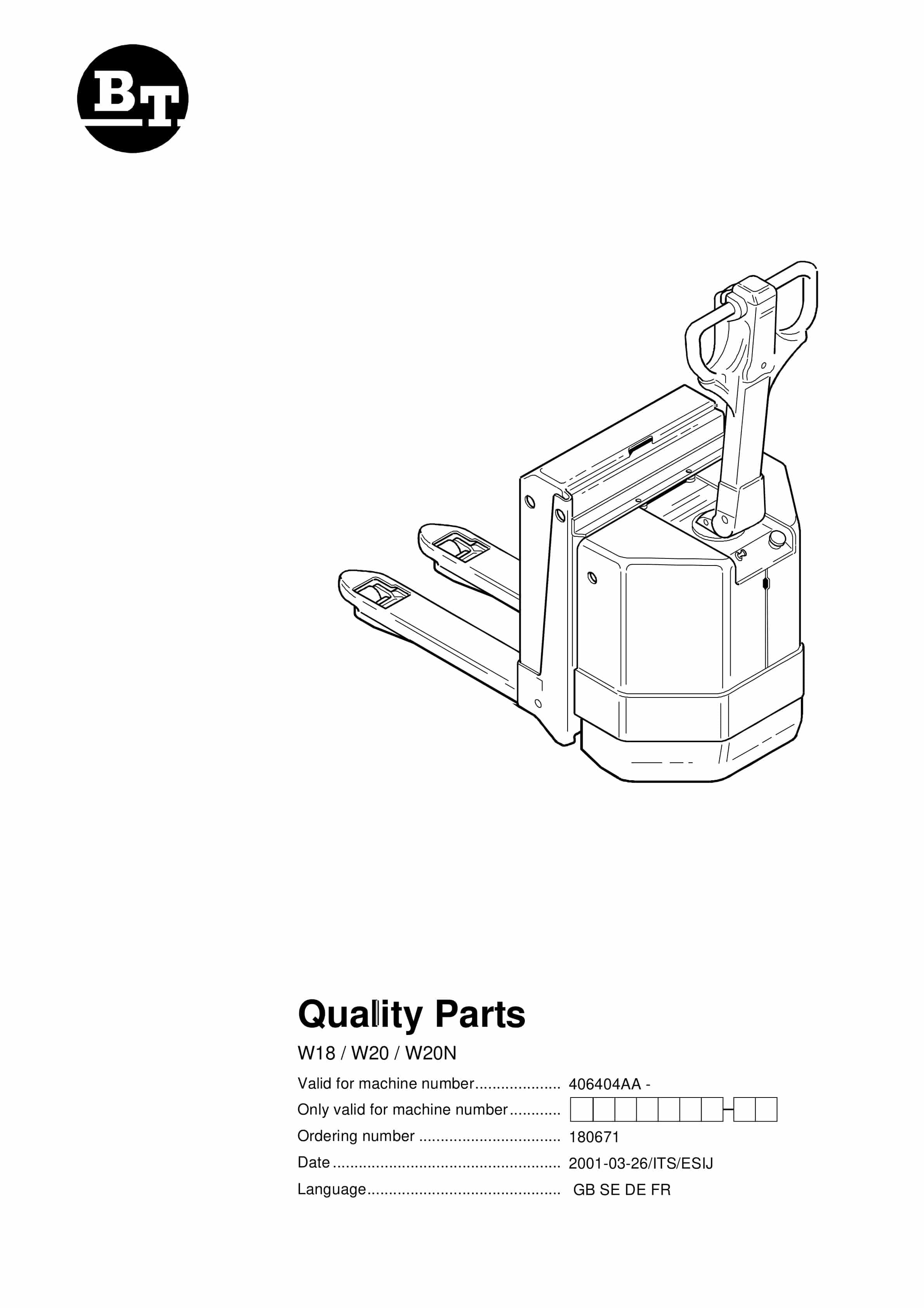 BT W18, W20, W20N Quality Parts 180671