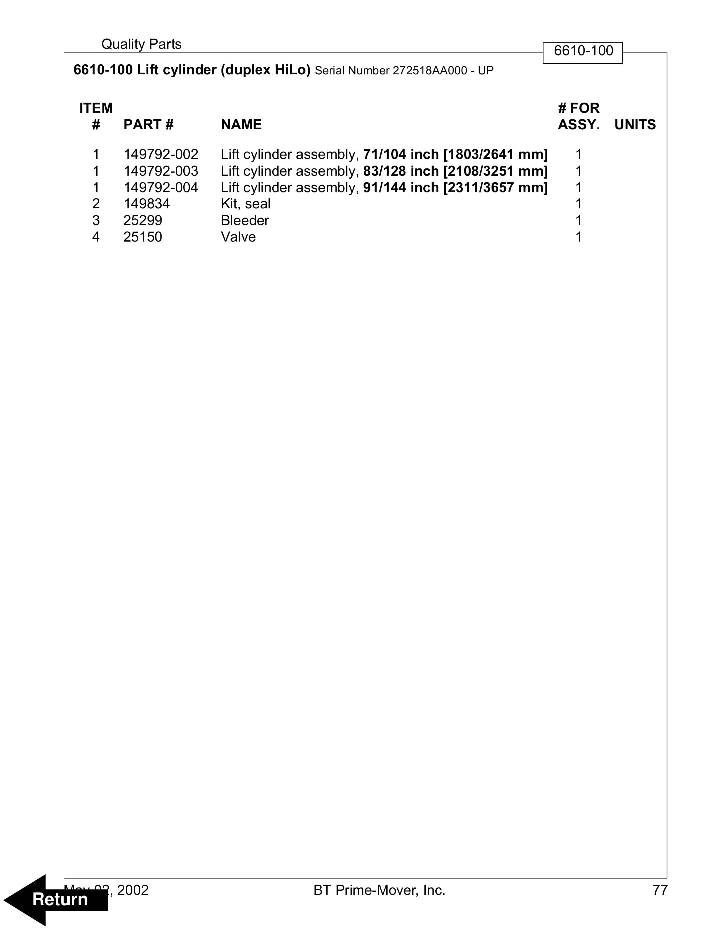 BT WSX-20, WSX-25 Electric Walkie Adjustable Straddle Stacker Parts Manual 304943-002 3 BT WSX-20, WSX-25 Electric Walkie Adjustable Straddle Stacker Parts Manual 304943-002 - Image 3
