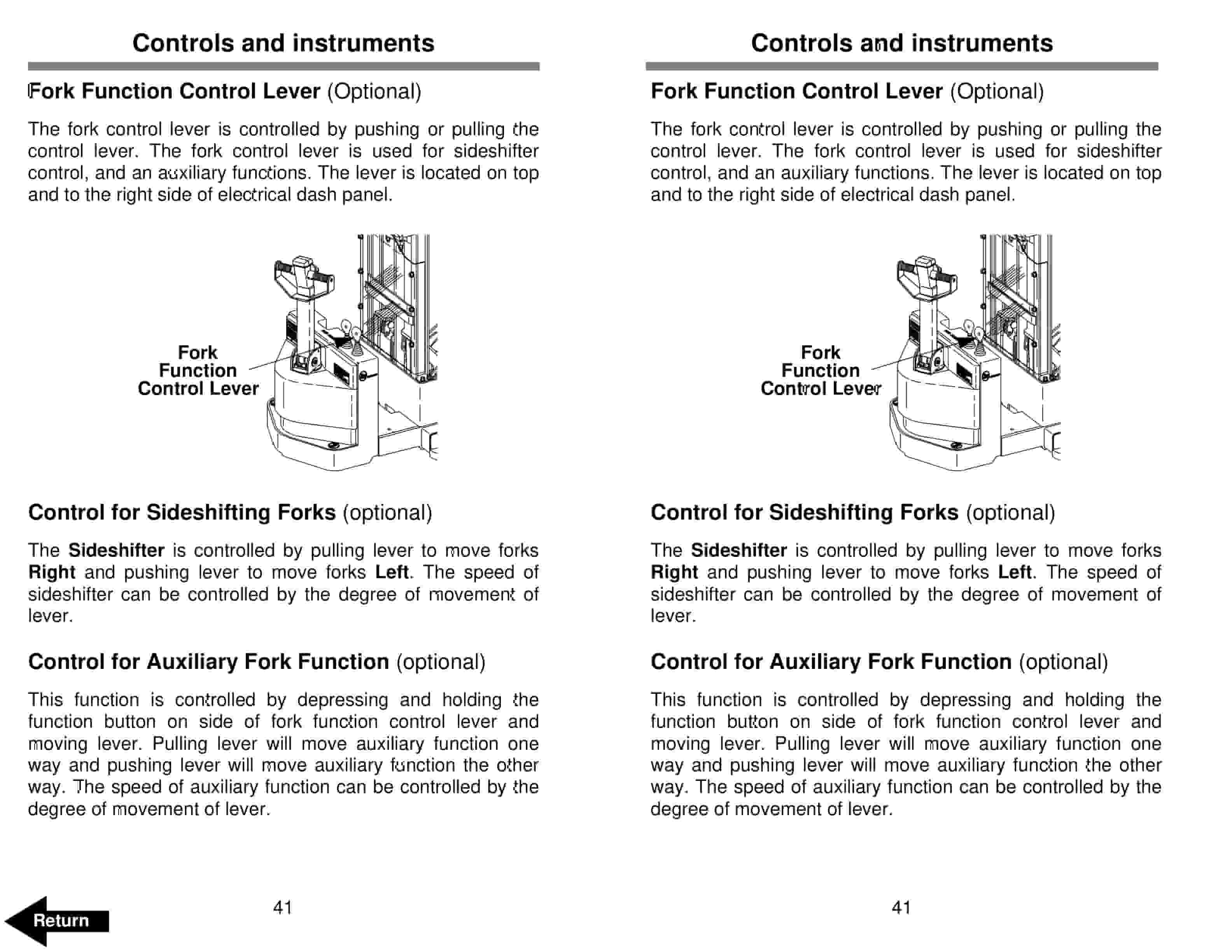 Alternative view of BT WSX-22, WSX-30, WSX-40 Electric Straddle Stacker Truck Operator Manual 304957-000