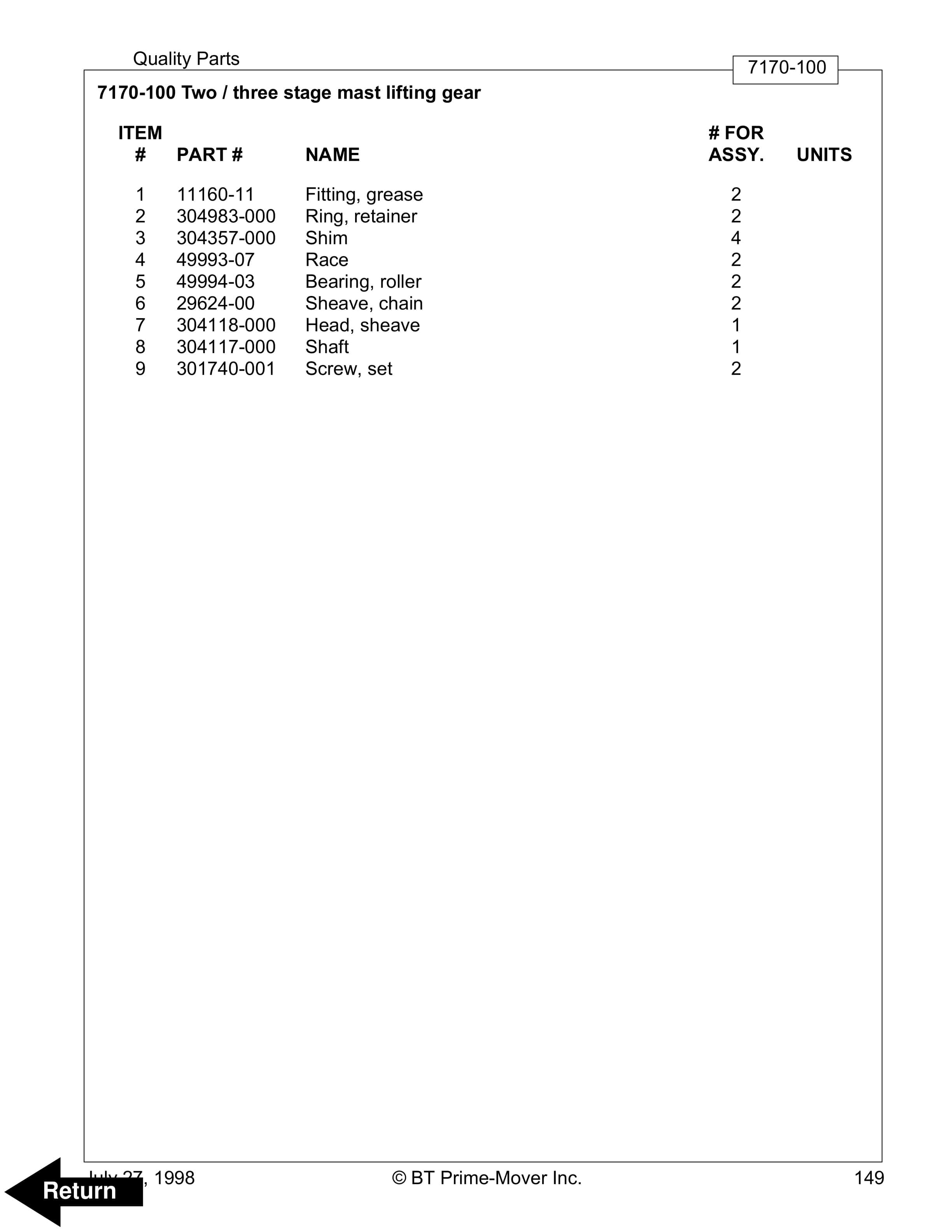 BT WSX-22, WSX-30, WSX-40 Electric Straddle Stacker Truck Parts Manual 304958-001 4 BT WSX-22, WSX-30, WSX-40 Electric Straddle Stacker Truck Parts Manual 304958-001 - Image 4