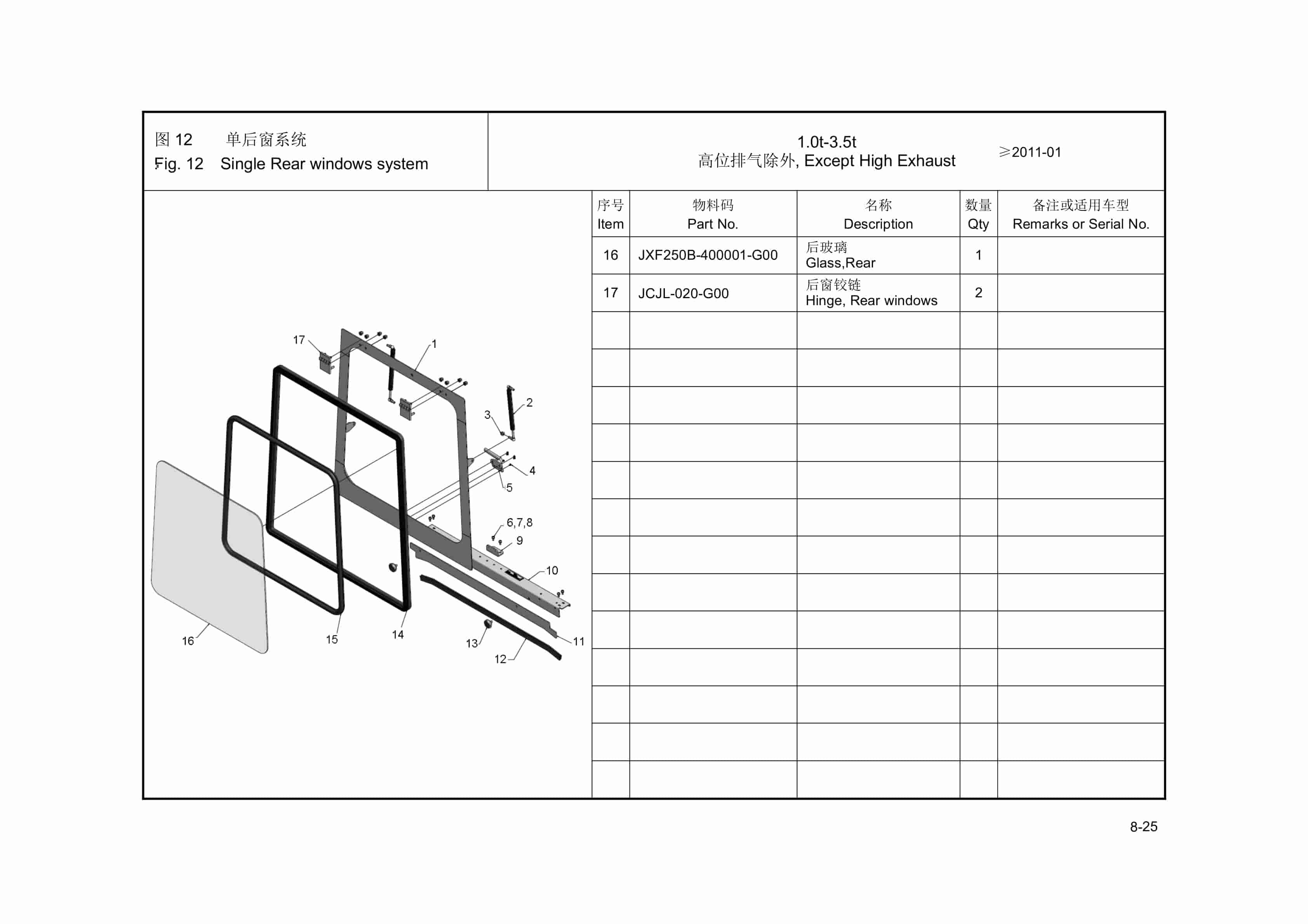 Hangcha 1.0t-3.5t Part VIII Cab System Contents Parts Catalog-2
