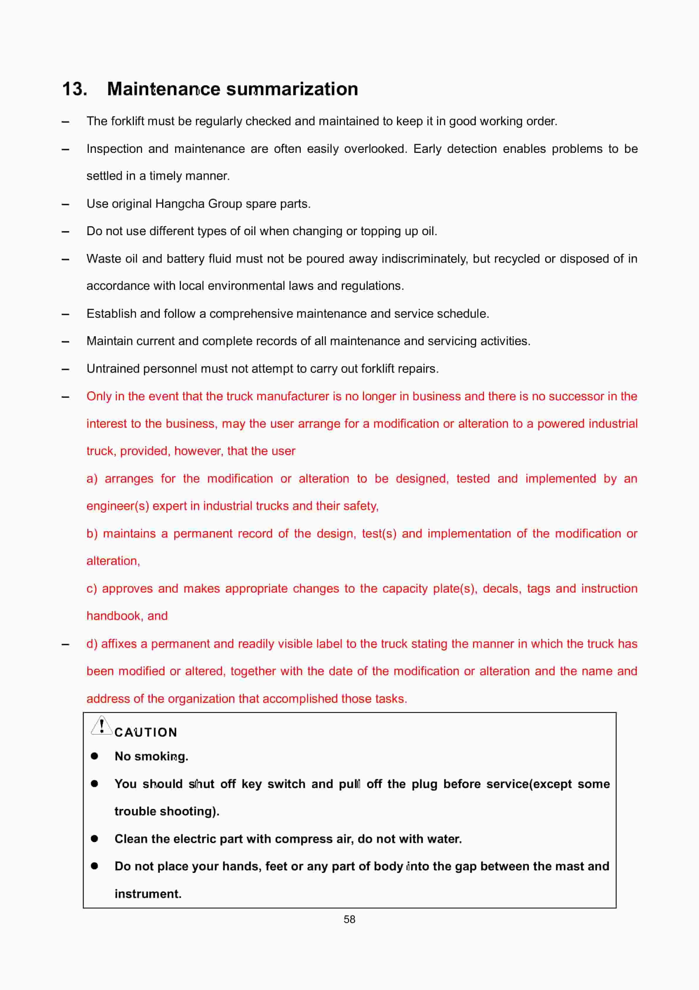 Hangcha 12t-16t A Series Battery Counterbalanced Forklift Truck Operation and Maintenance Manual-4