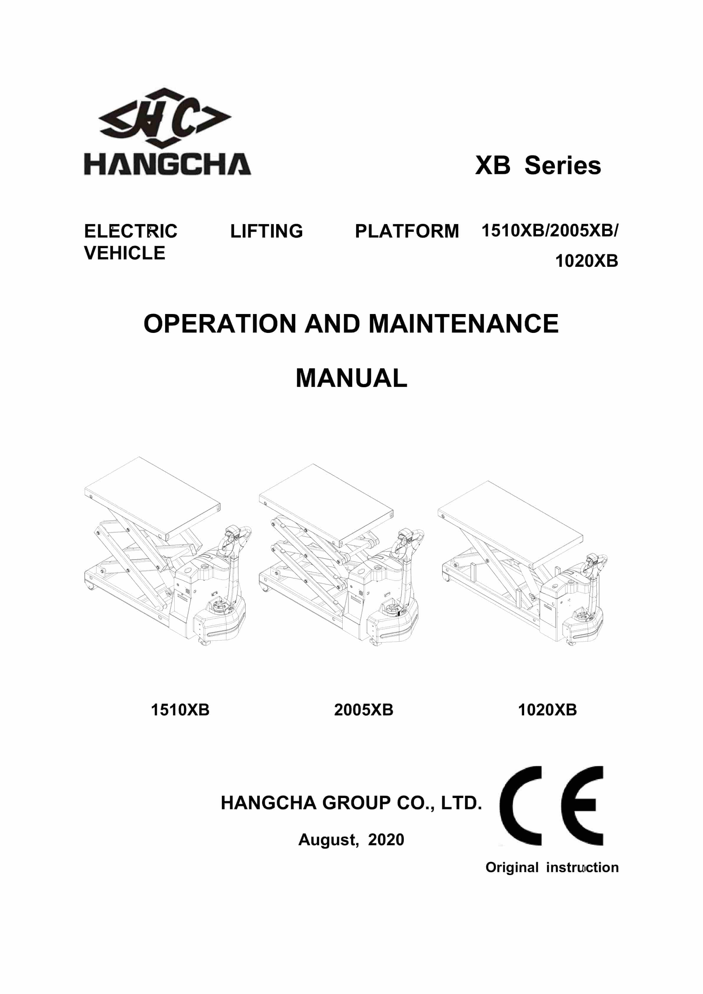 Hangcha 1510XB, 2005XB, 1020XB Elevating Work Platform Operation and Maintenance Manual