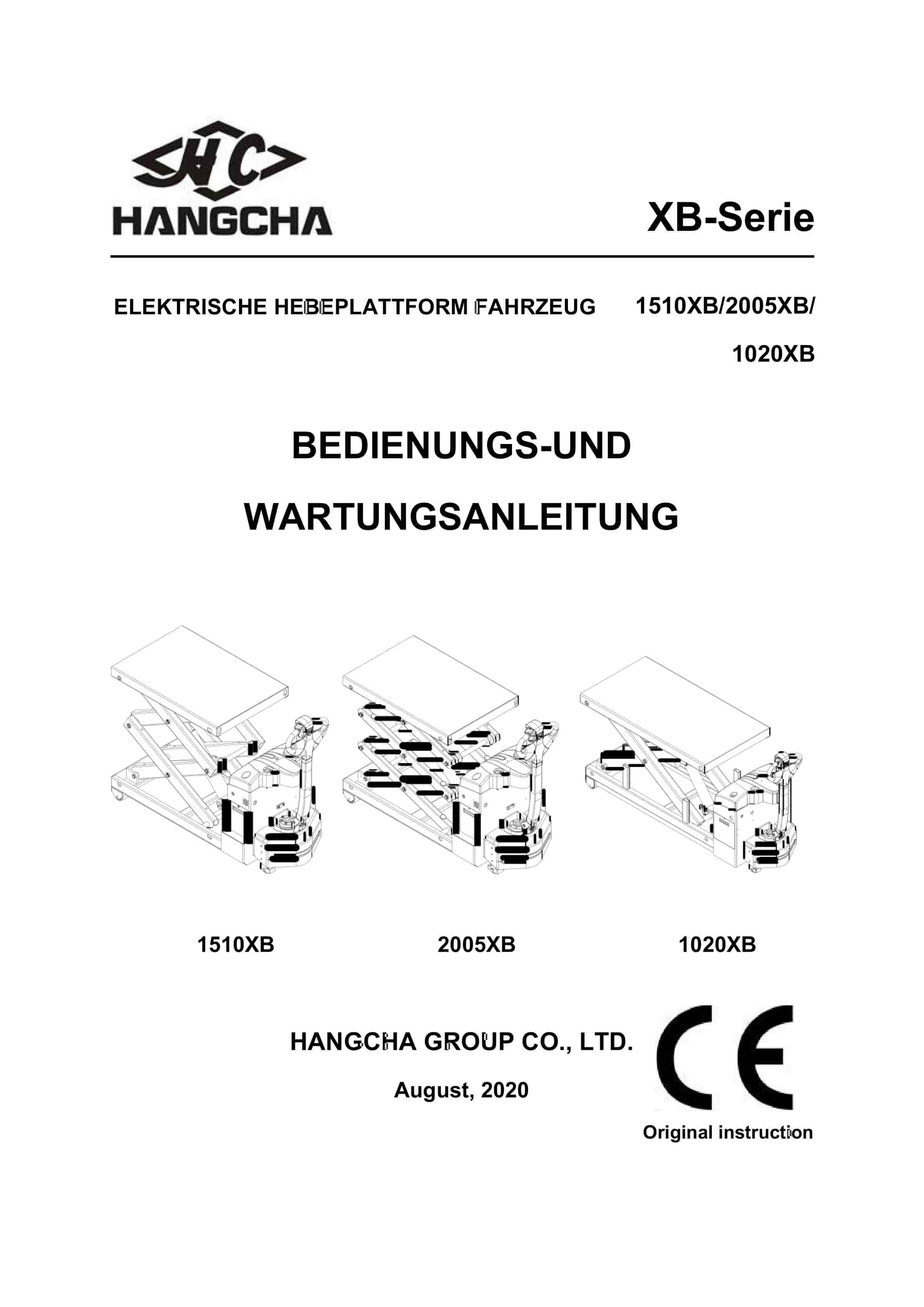 Hangcha 1510XB, 2005XB, 1020XB Elevating Work Platform Operation and Maintenance Manual DE