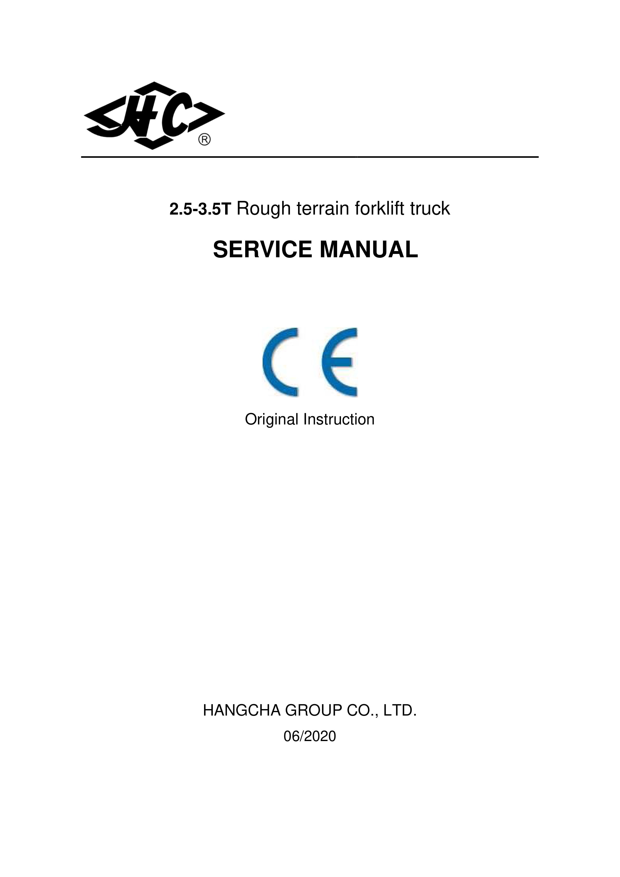 Hangcha 2.5-3.5T Rough Terrain Forklift Truck Service Manual
