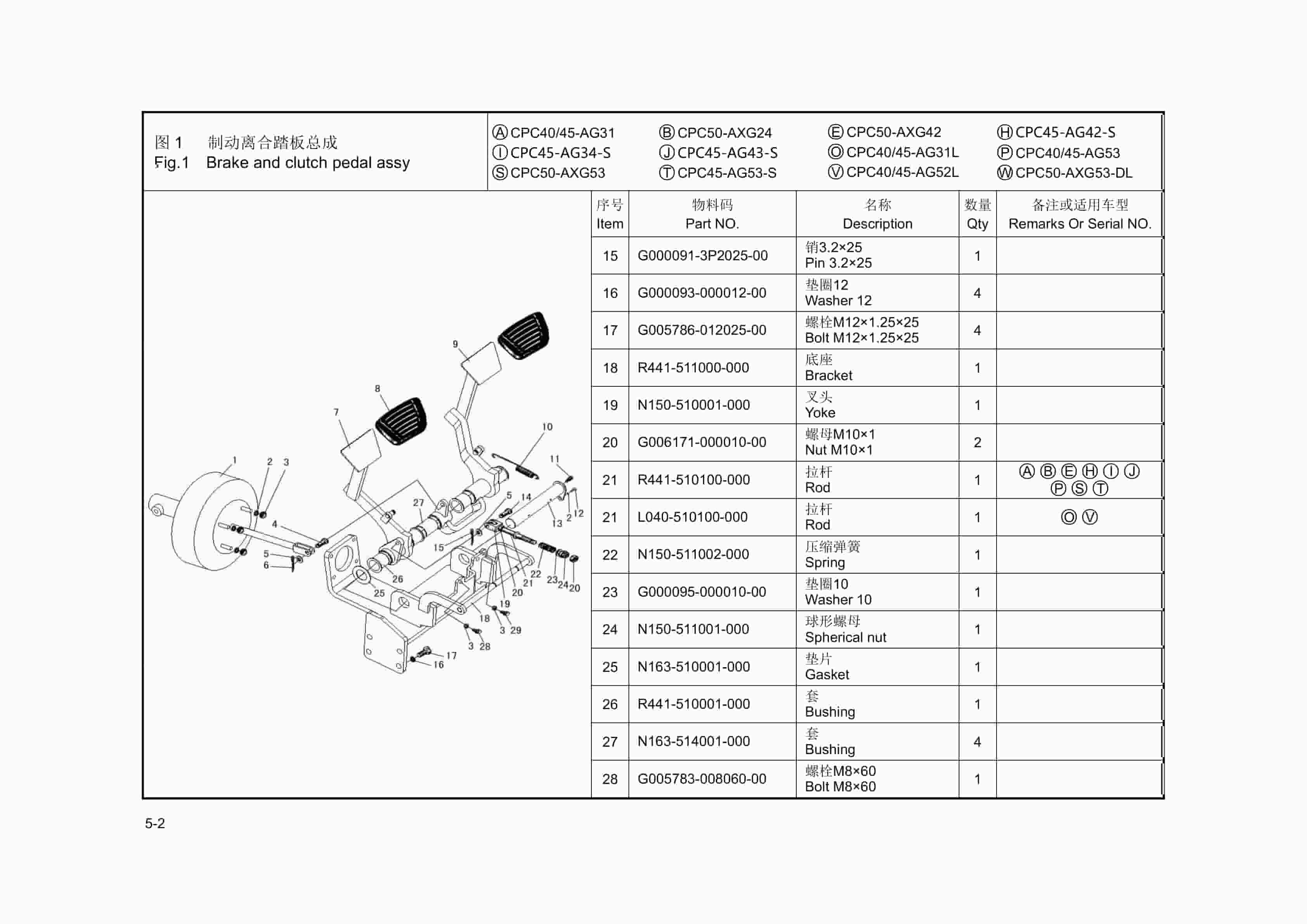Hangcha 4.0t-X5t A Series Internal Combustion Counterbalanced Forklift Truck Parts Catalog-3